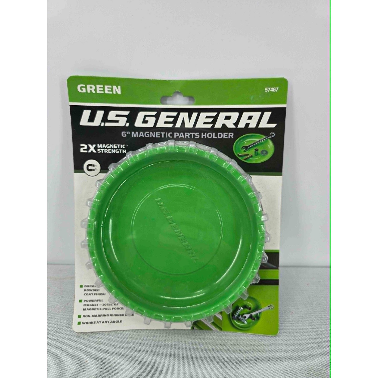 US General 6 in Magnetic Parts Holder Green Tool Tray 57467 Heavy Duty 10lb Pull