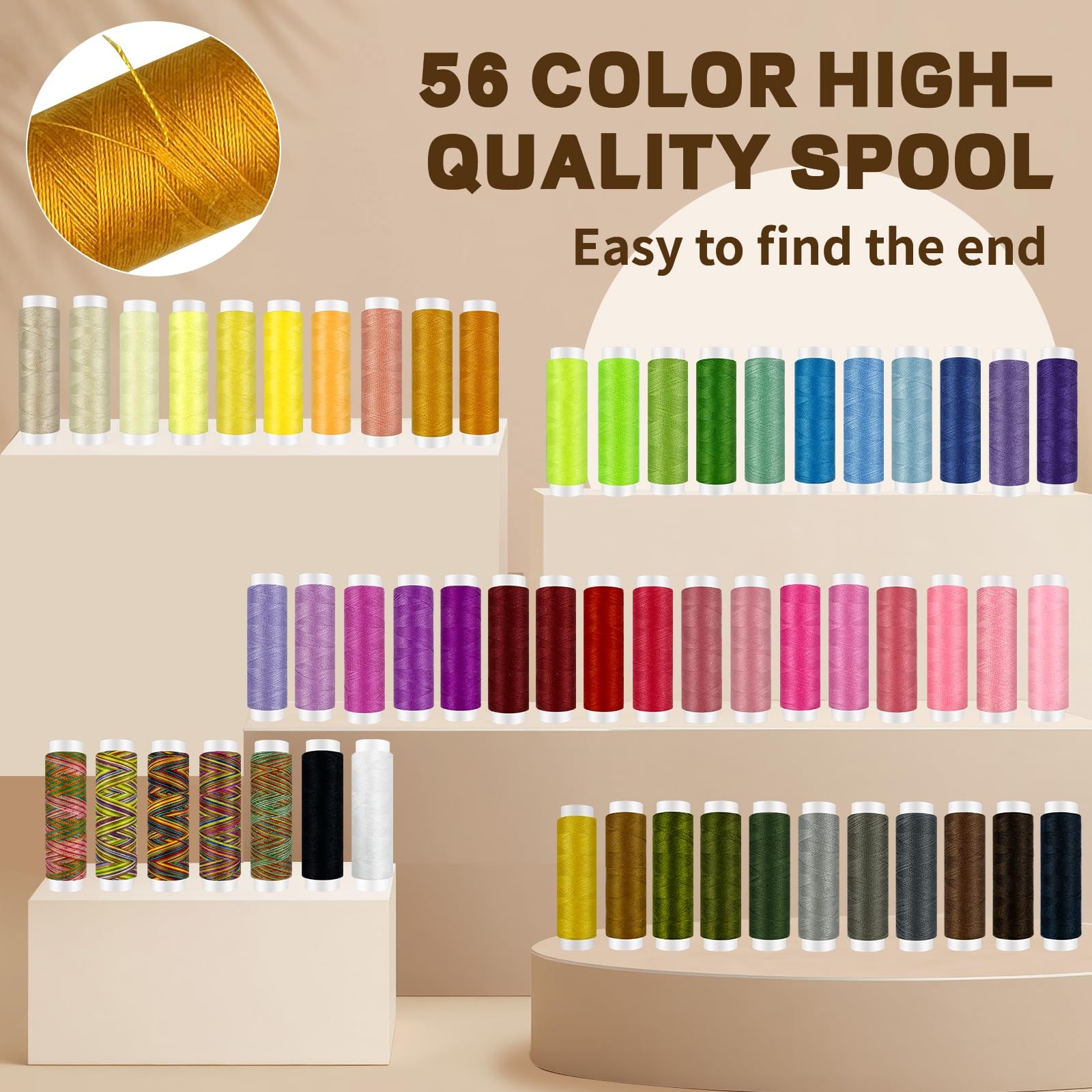 305Pcs Sewing Kit for Adults, 56Color Thread Spools, Portable Needle Color B