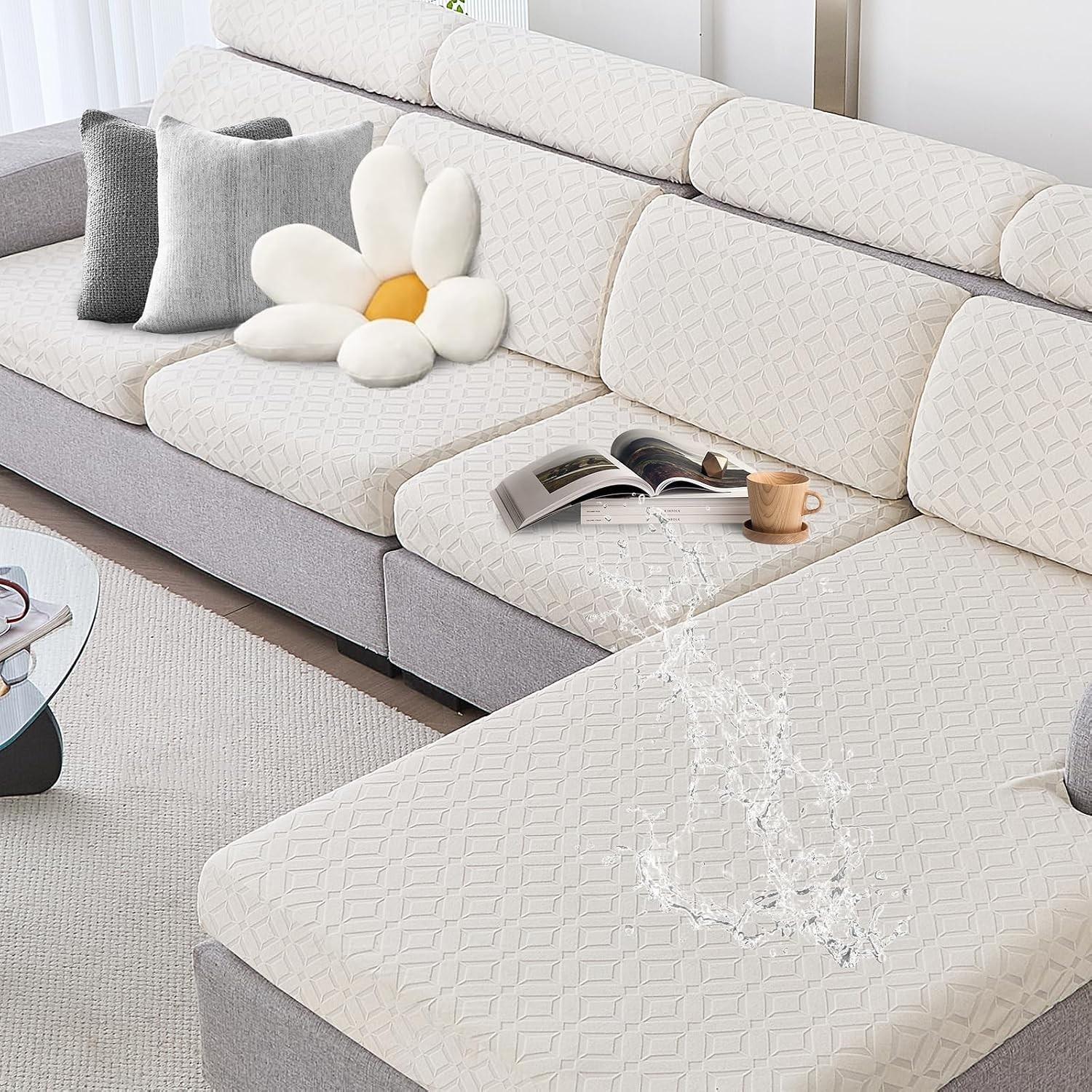 Couch Cushion Covers Waterproof, Couch covers for 3 Cushion Couch Sofa Pet