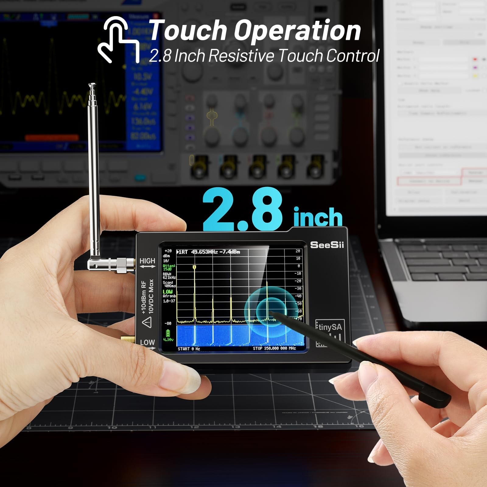 Portable TinySA Spectrum Analyzer,SEESII Upgraded V0.3.1 Handheld Tiny Freque...