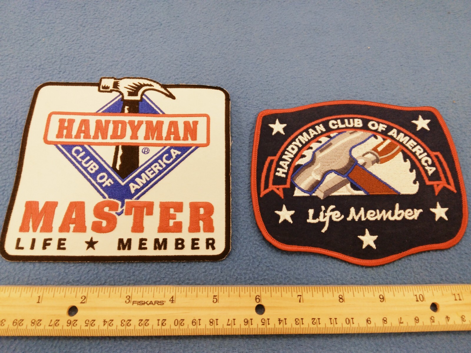 2 - DIFFERENT HANDYMAN CLUB OF AMERICA LARGE EMBROIDERED PATCHES - LIFE MEMBER