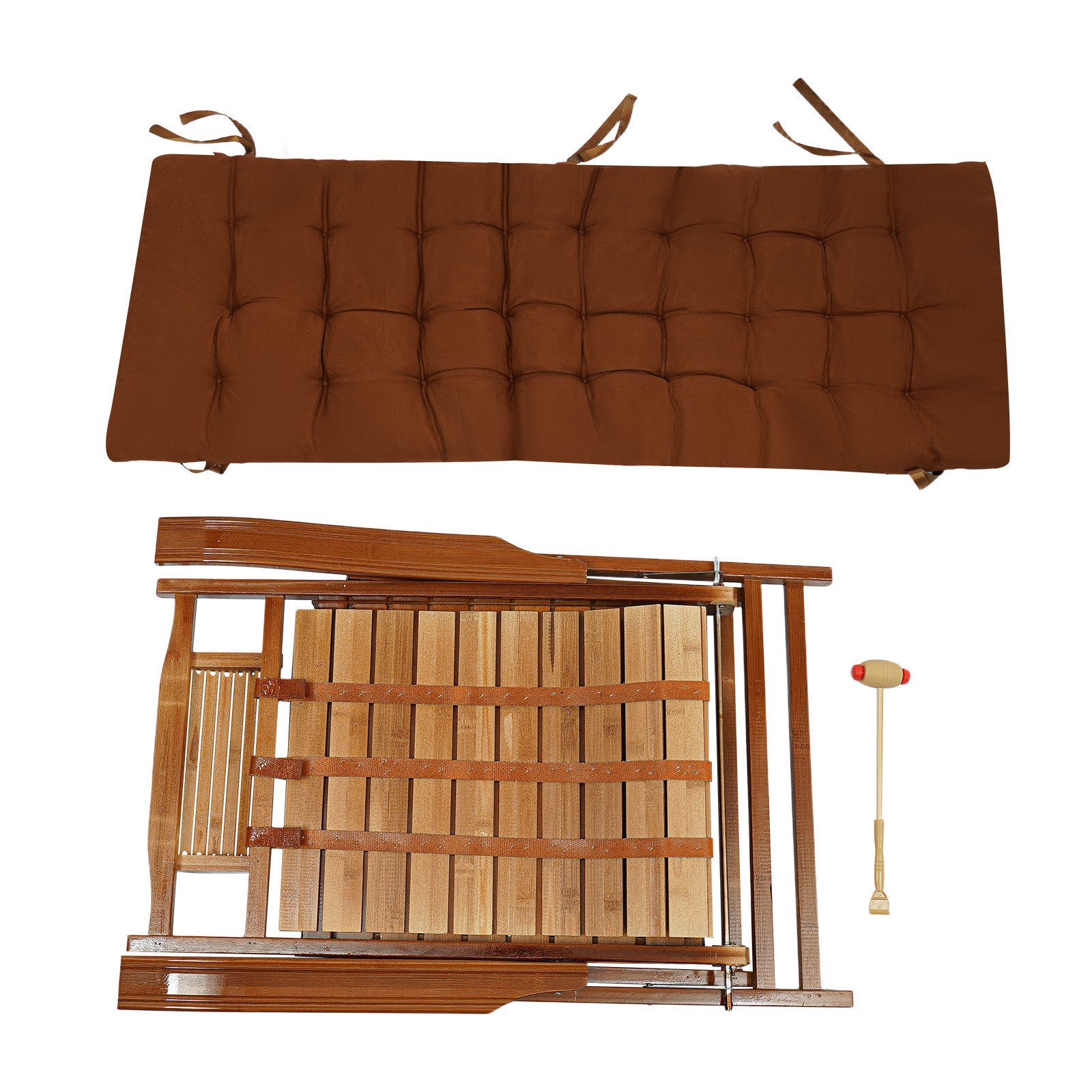 Bamboo Lounge Chair Folding Reclining Chair W/ Adjustable Backrest Lounge Chair