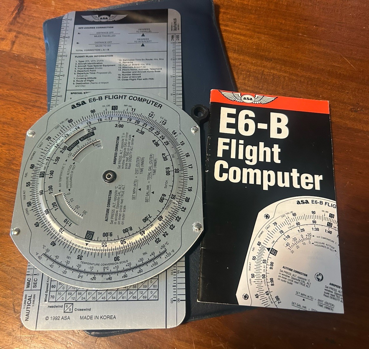 ASA E6-B Flight Computer Calculator With Case, Manual
