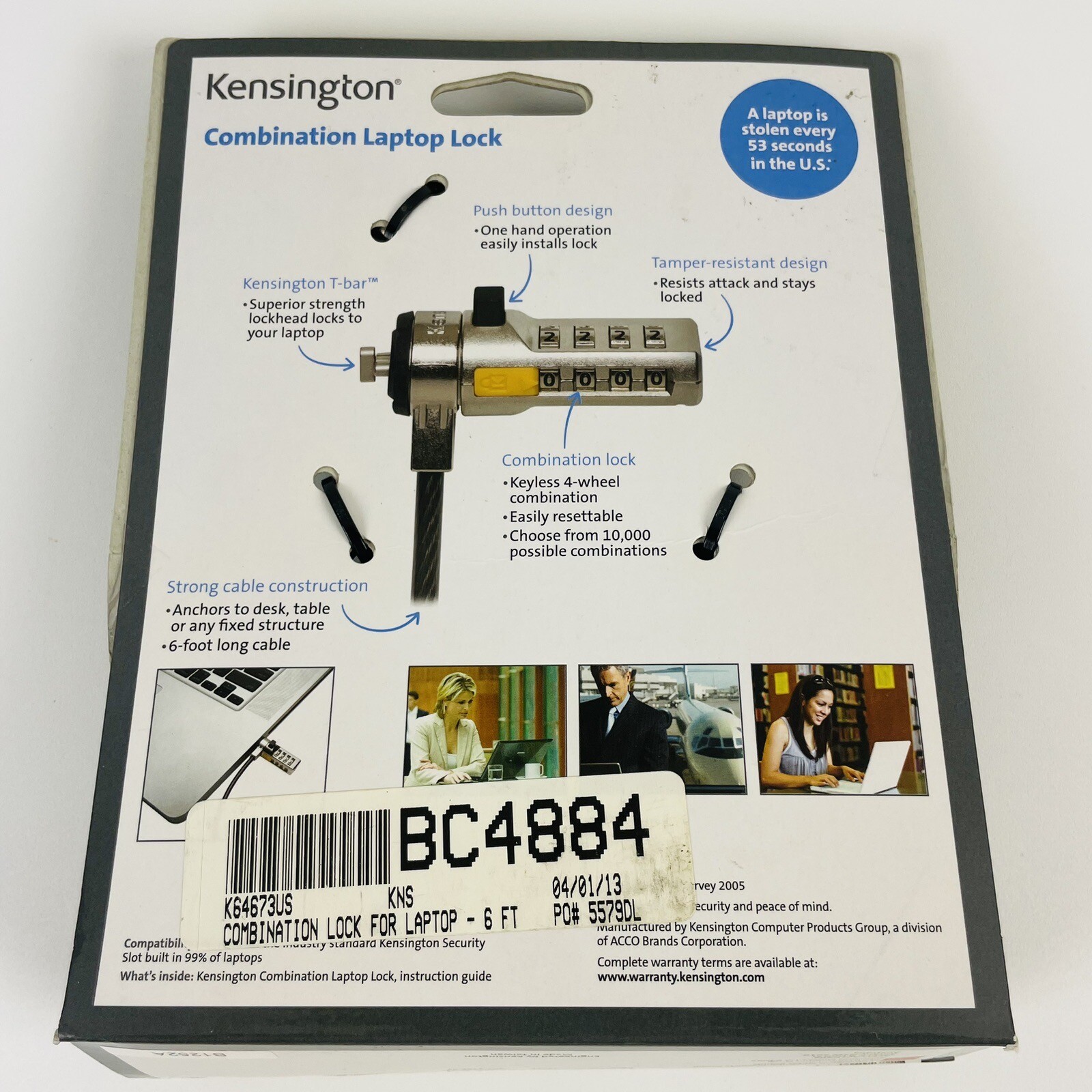 Kensington Combination Laptop Lock Device Lock New In Box
