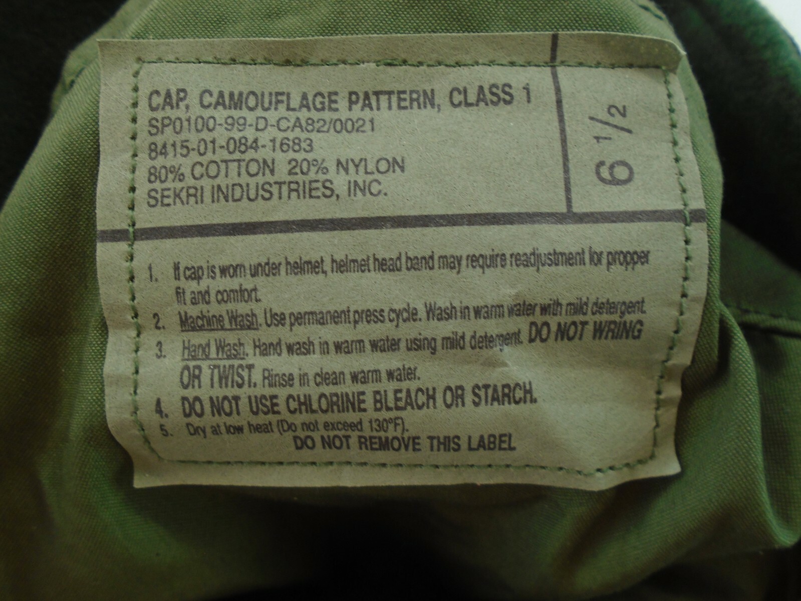 USGI US Military Army Combat BDU Cap Hat w Ear Cover 6 1/2 X-Small New 1999 47-B