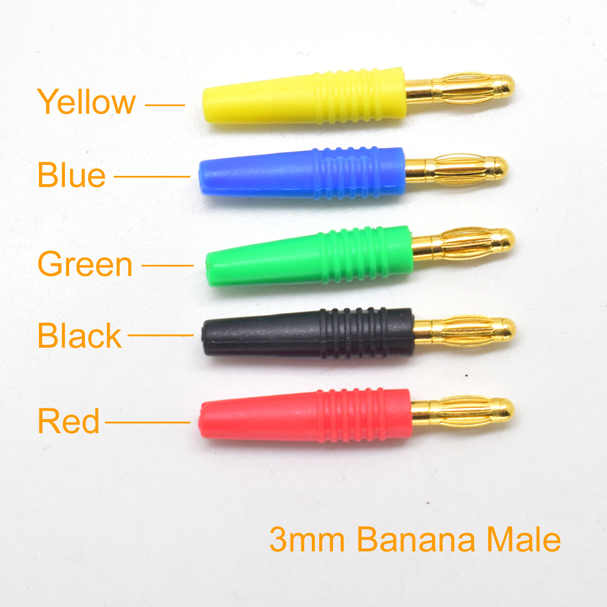 1set 5colors Gold Plated Brass 3mm Banana Male Plug Test DIY Solder Connector