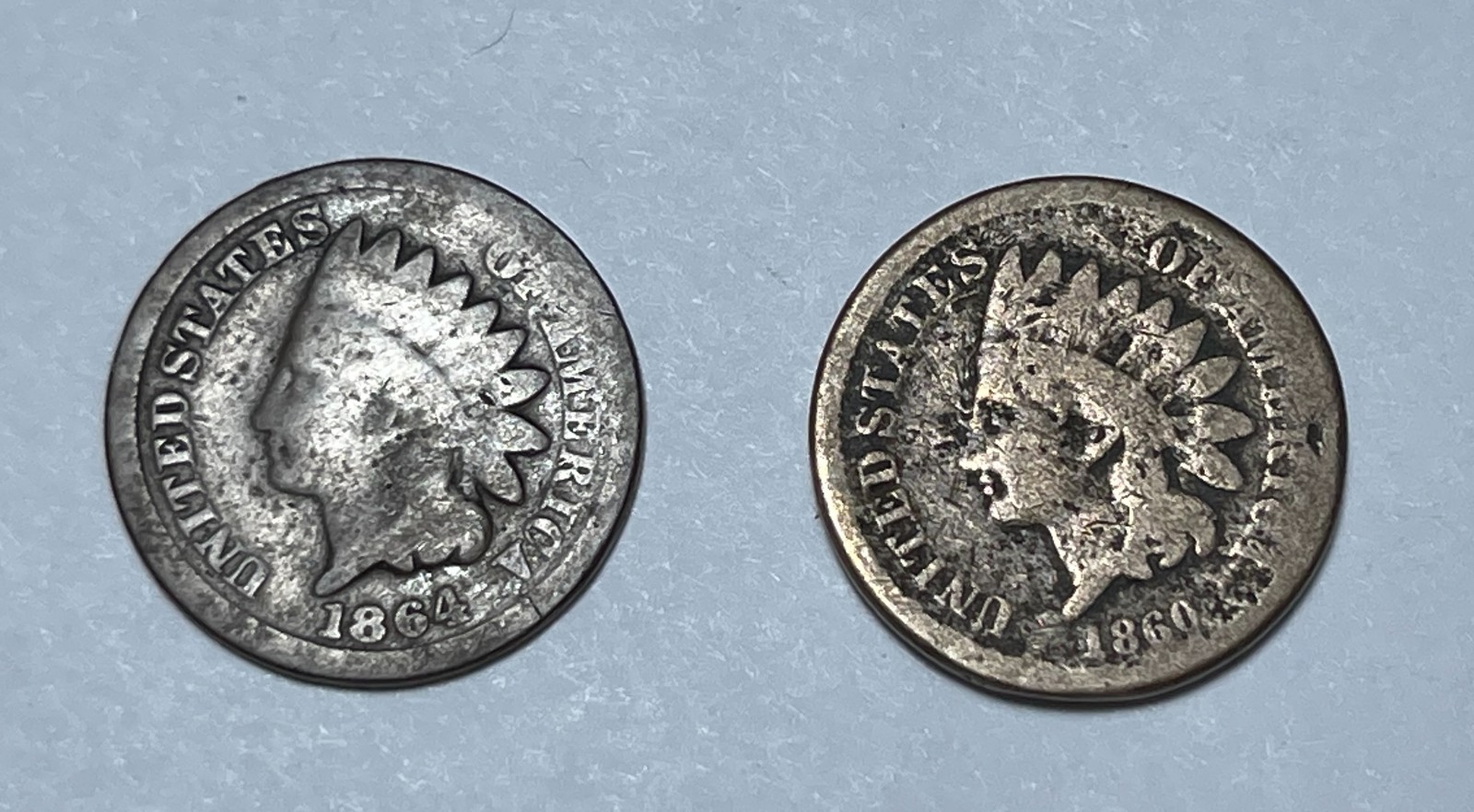 1860 & 1864 Bz. Indian 1C (#13647) Both AG+