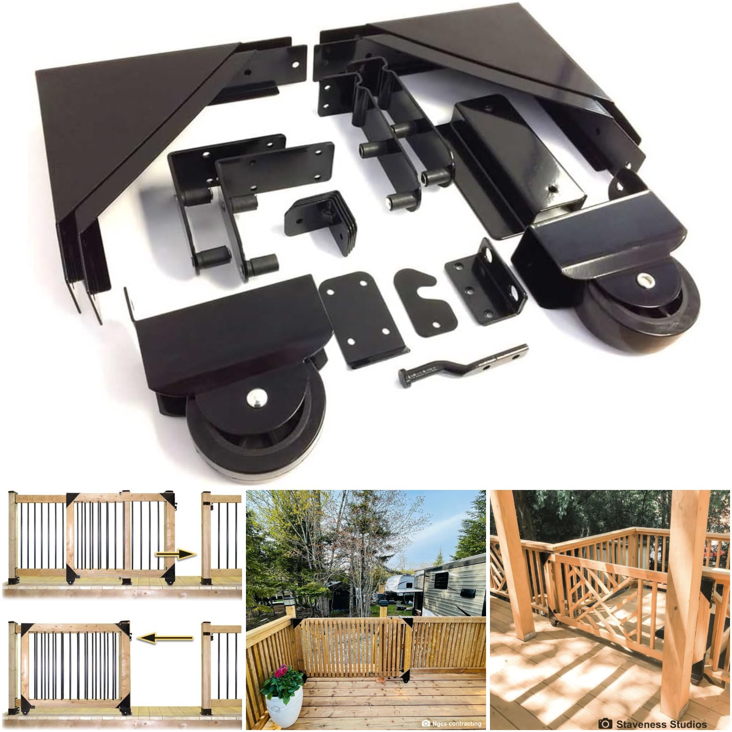 Black Sliding Gate Kit 11052 11070 Replacement Hardware - Size Large
