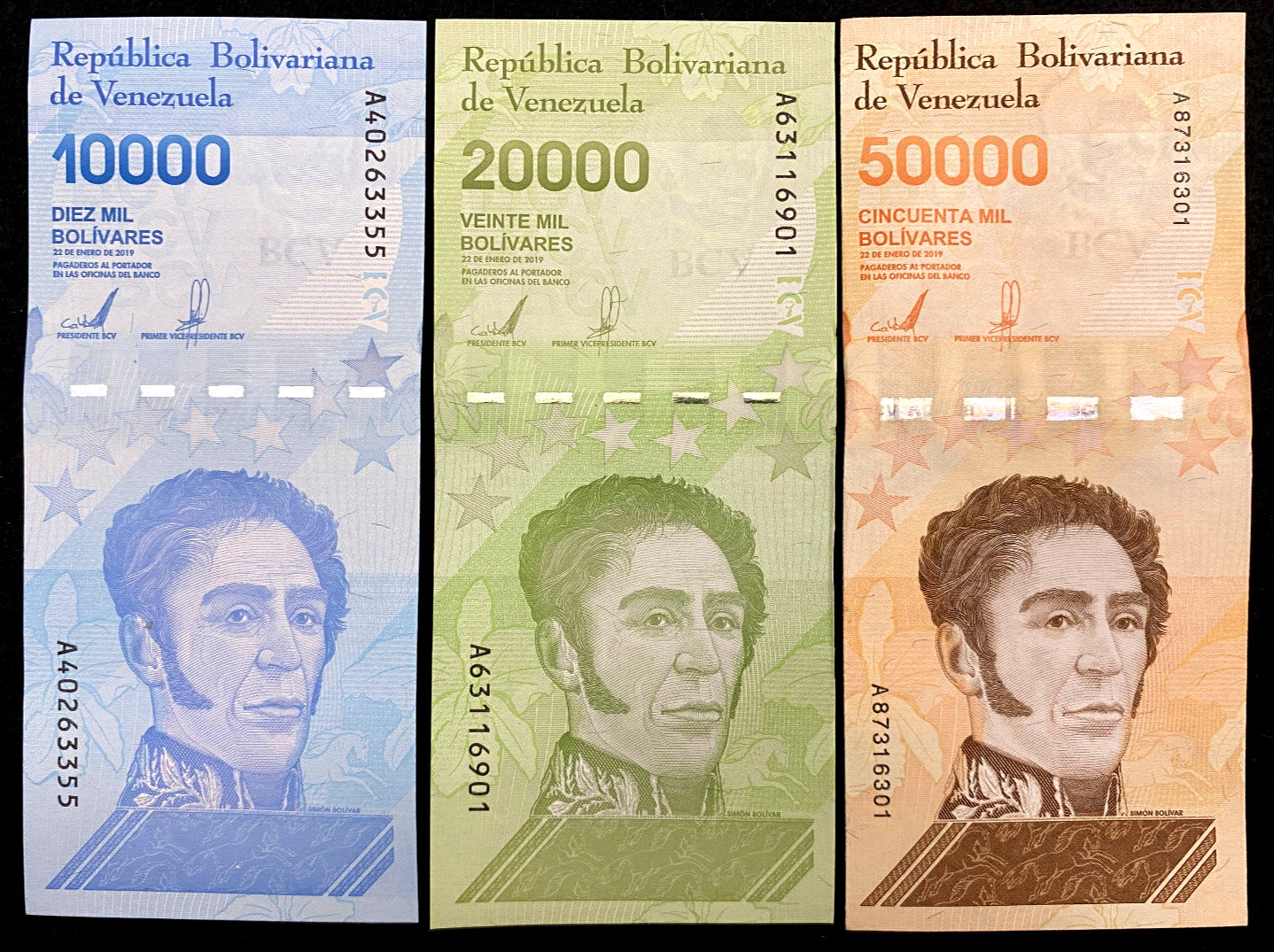 Venezuela 10,  20 , 50 Mil Bolivares 2019 Banknotes Set World Paper Money UNC