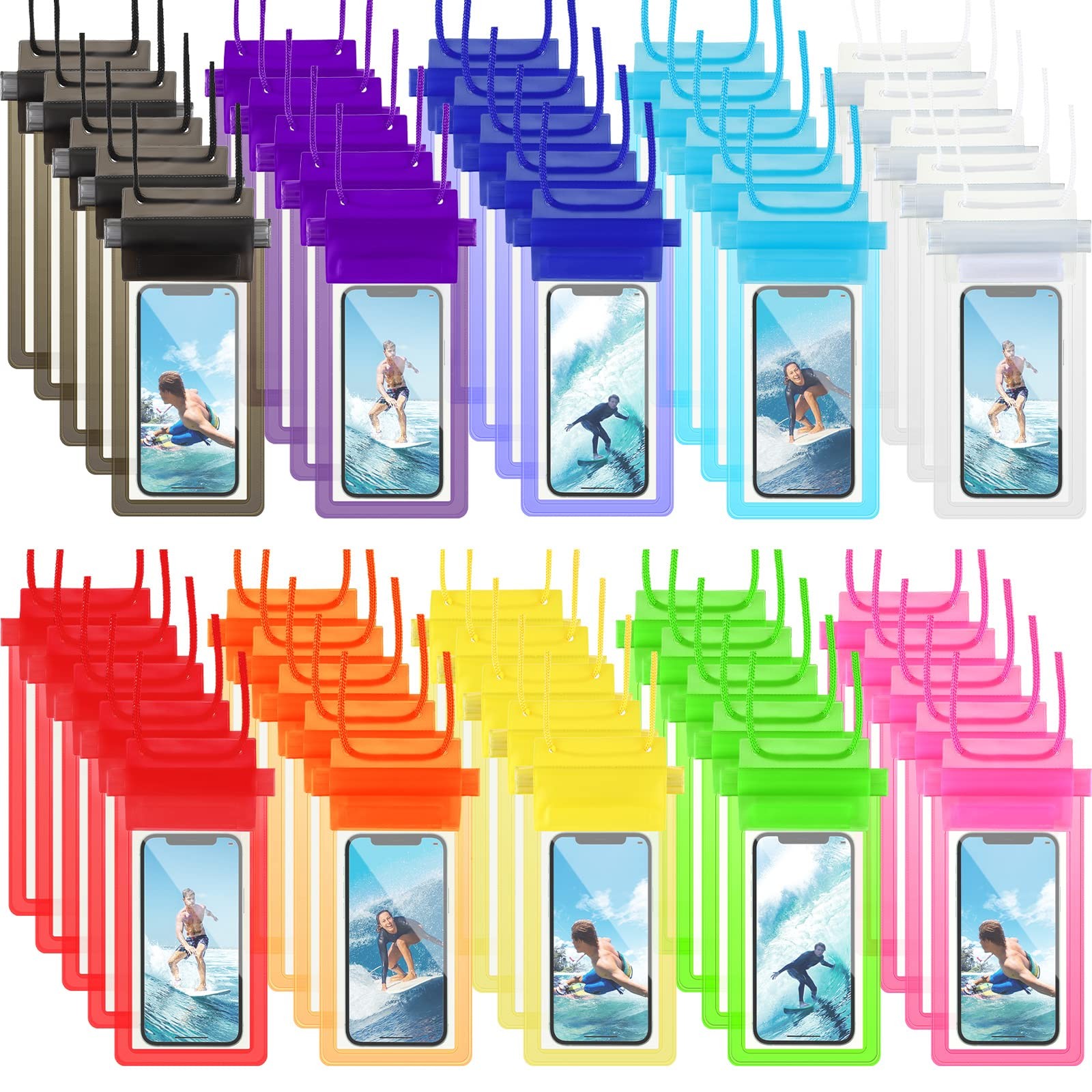 50 Pack Clear Waterproof Pouch Universal Waterproof Case Waterproof Pouch Dry...