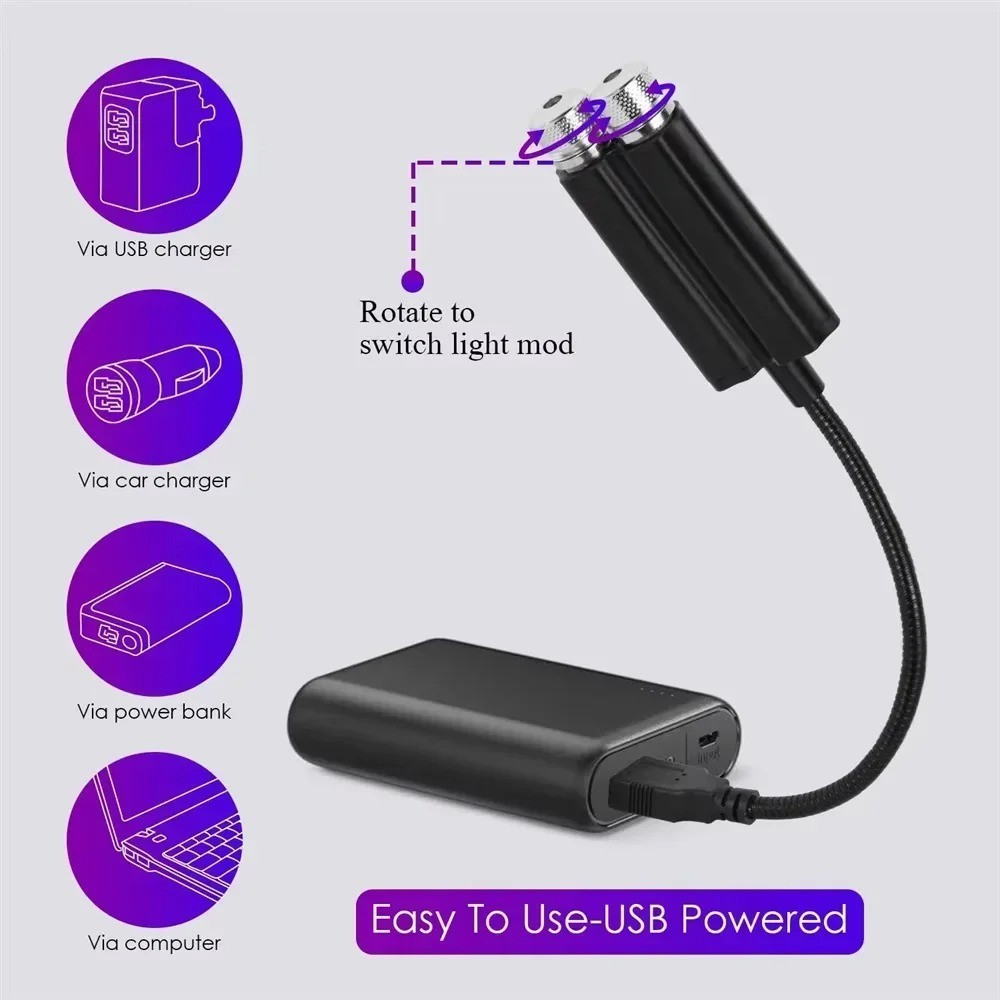 USB Dual Head Starry Sky LED Projector Galaxy Car Ceiling Light