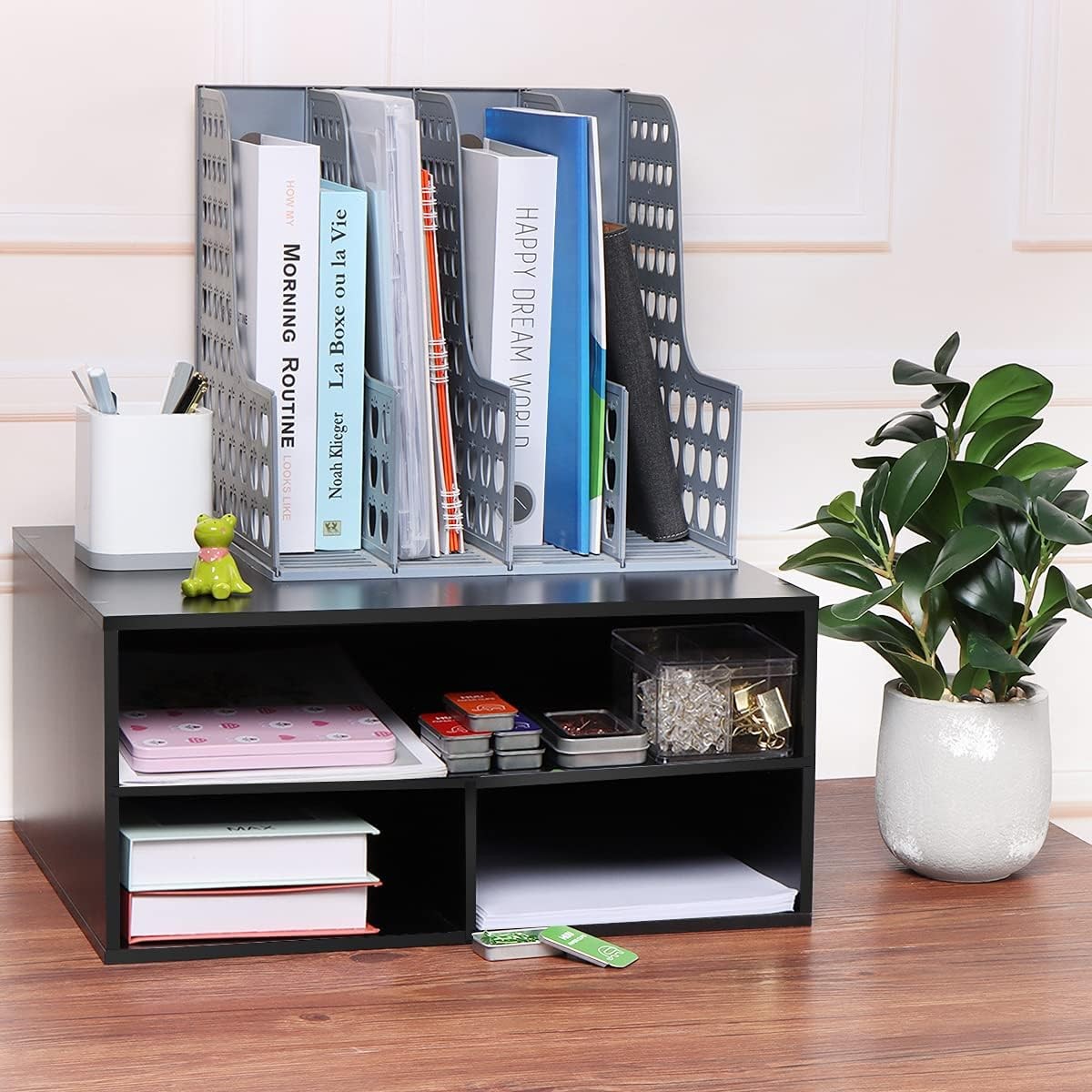 Printer Stand Desk 2 Tier Desktop Printer Stand W/ Paper Storage Printer Riser