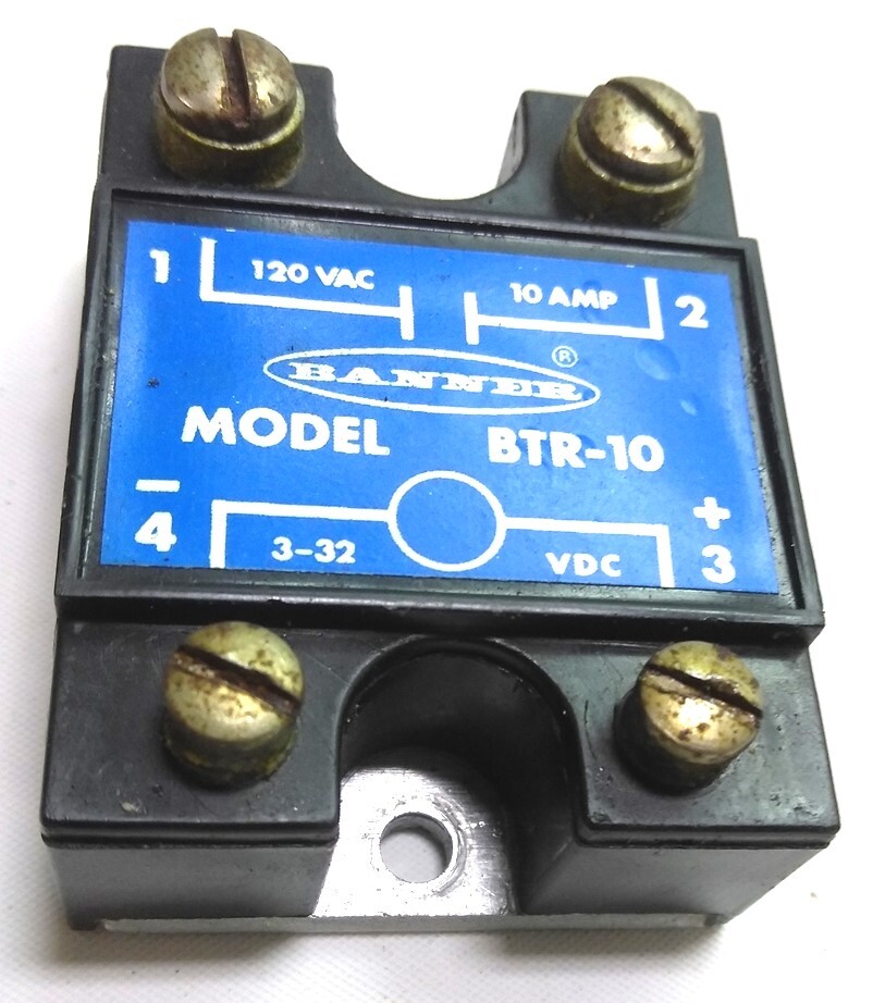 Banner BTR-10 Solid State Relay, 4 Screw Terminals, 120VAC 10A, 3-32 VDC