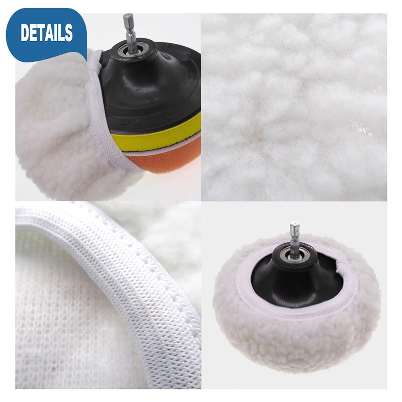 Soft Wool Buffing Polishing Waxing Pads Hook & Loop Discs for Car Auto 5-6" Inch