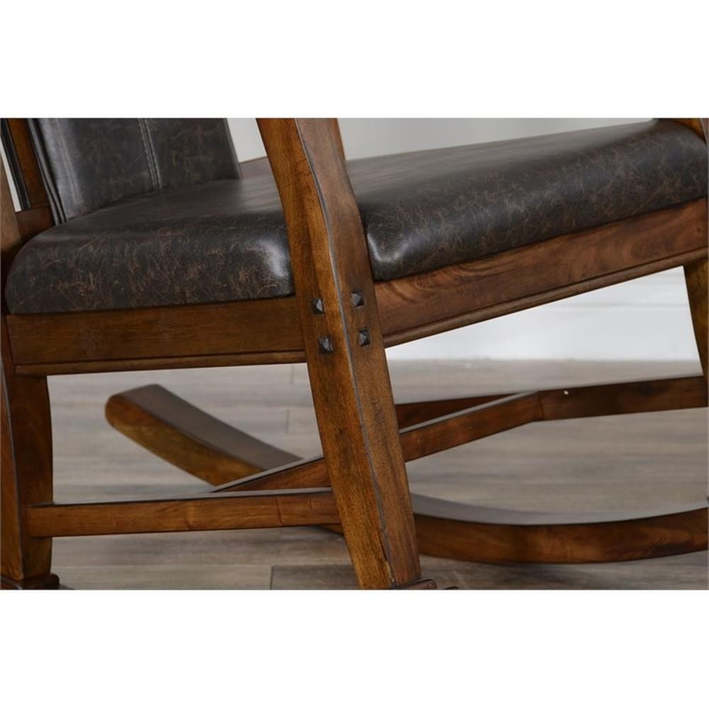 Pemberly Row Set of 2 Farmhouse Mahogany Wood Rocking Chair in Dark Brown