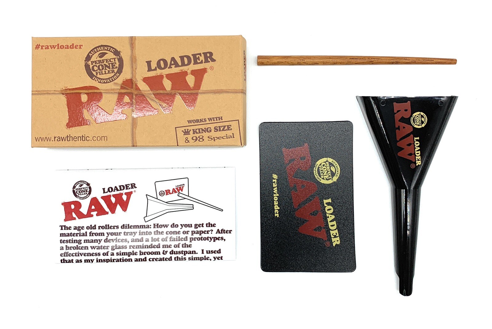 RAW classic KING Size Pre-Rolled Cones (100 Pack)+RAW KING size cone loader