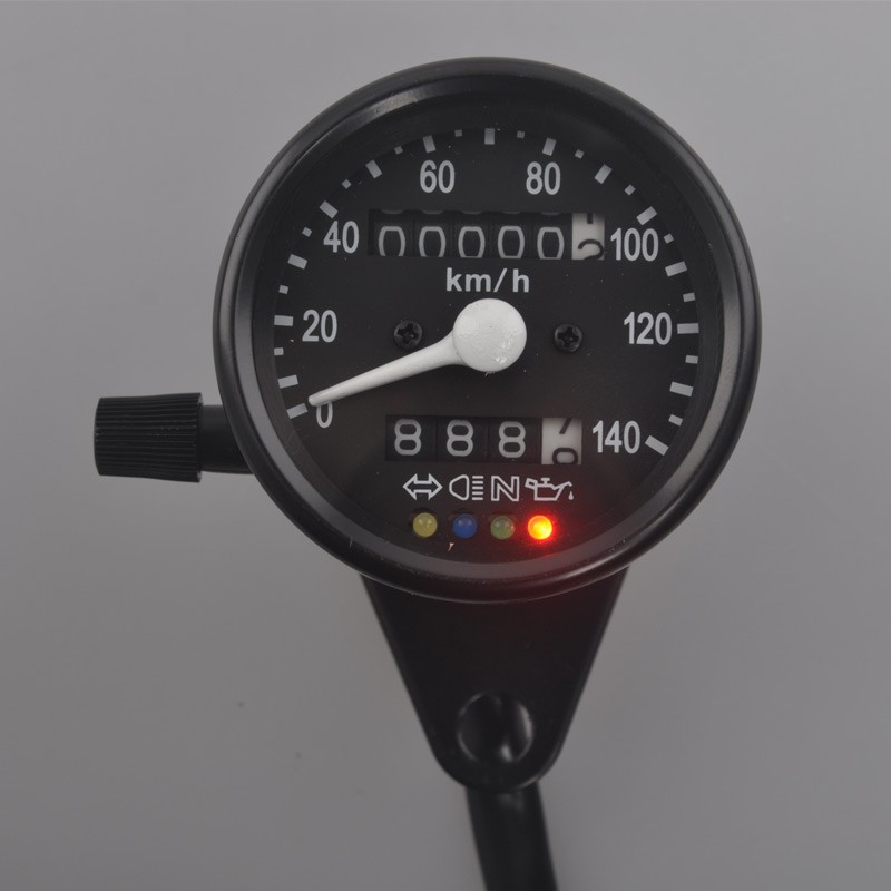 Motorcycle Universal Mini Speedometer Odometer Gauge Indicator Light 12V Black