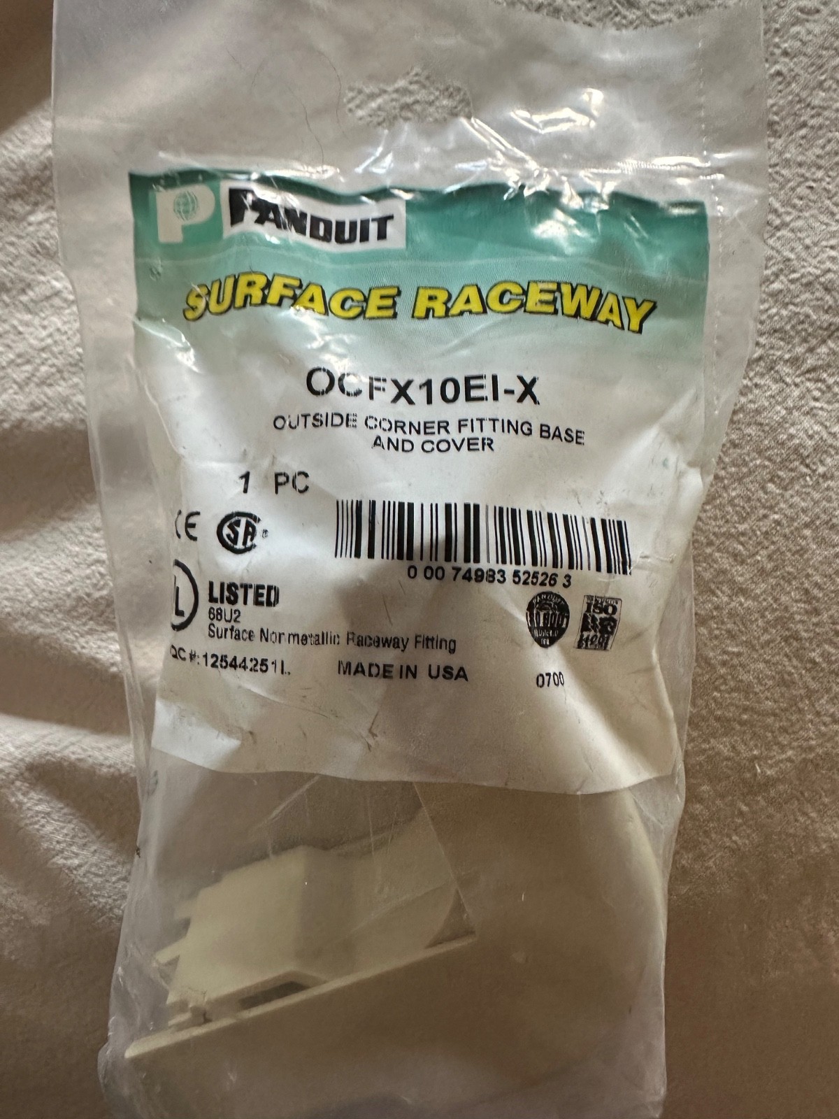 Panduit OCFX10EI-X Pan-Way Outside Corner Fitting Electric Ivory NEW