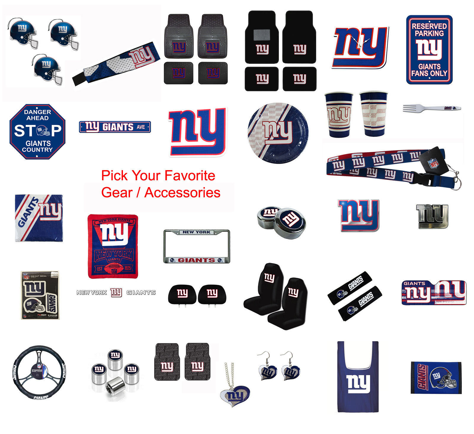 New NFL New York Giants Pick Your Gear / Car Truck Accessories Official Licensed