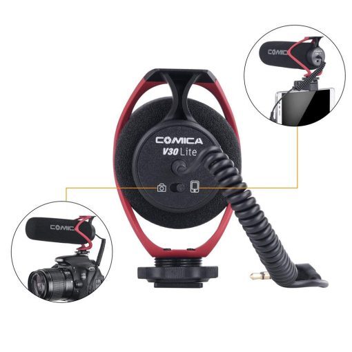 Directional On-Camera Shotgun Microphone (Red) - CoMica