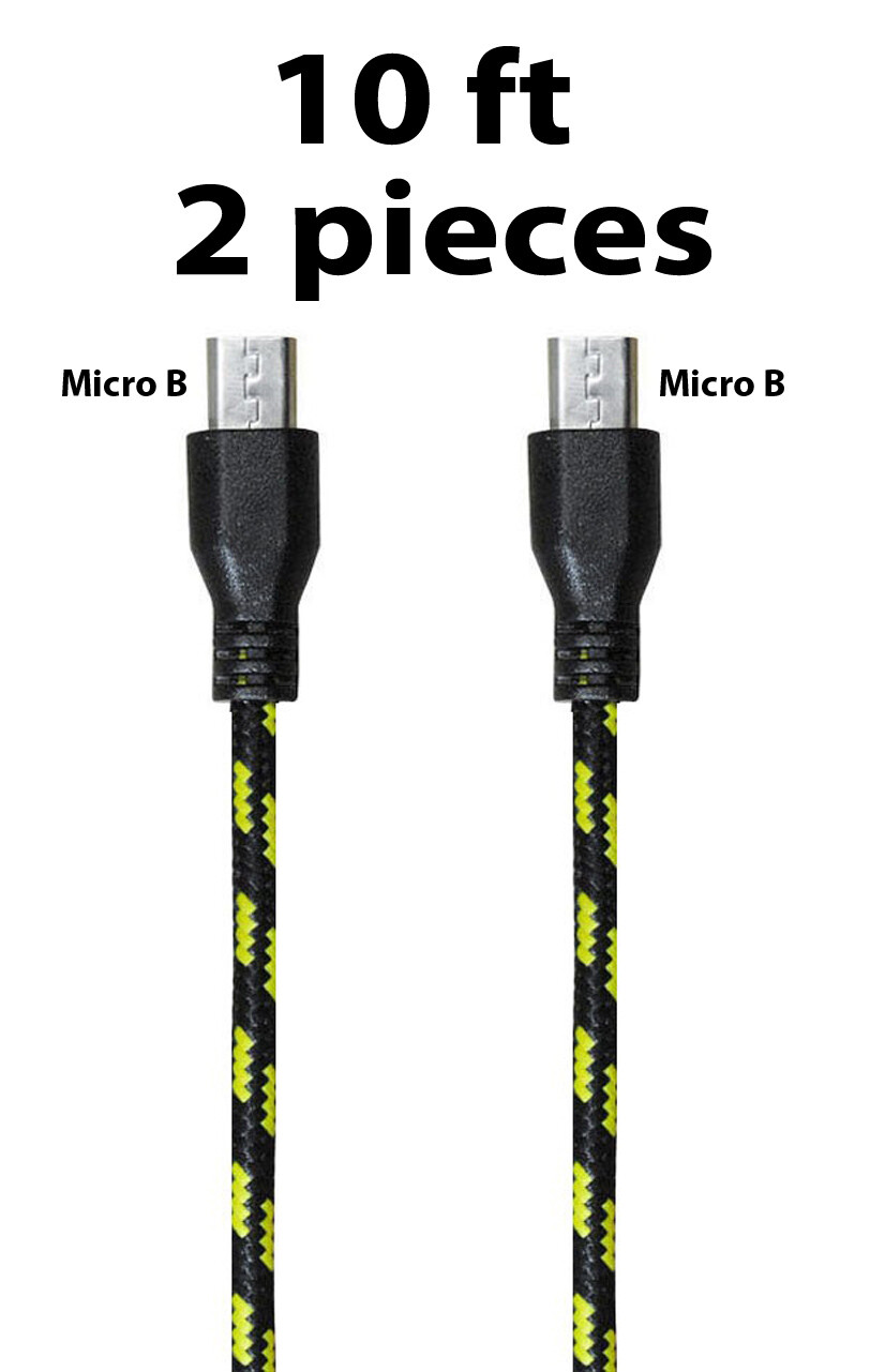 2-Pack 10 Ft Sync data charging Nylon Braided USB 2.0 A Male to Micro B Cable