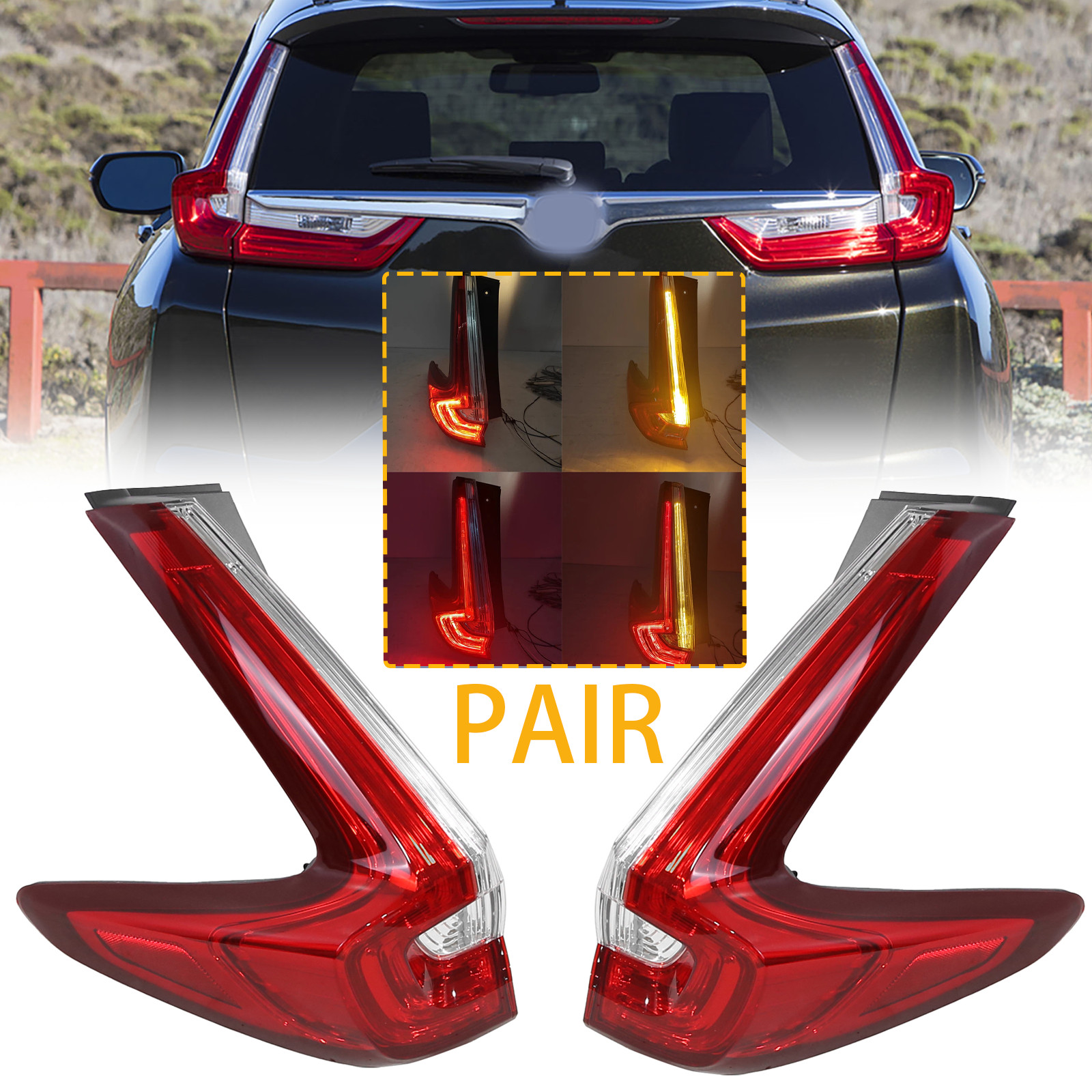 Pair For Honda 2017 2018 2019 CR-V CRV LED Tail Lights Outer Rear Lamps Assembly