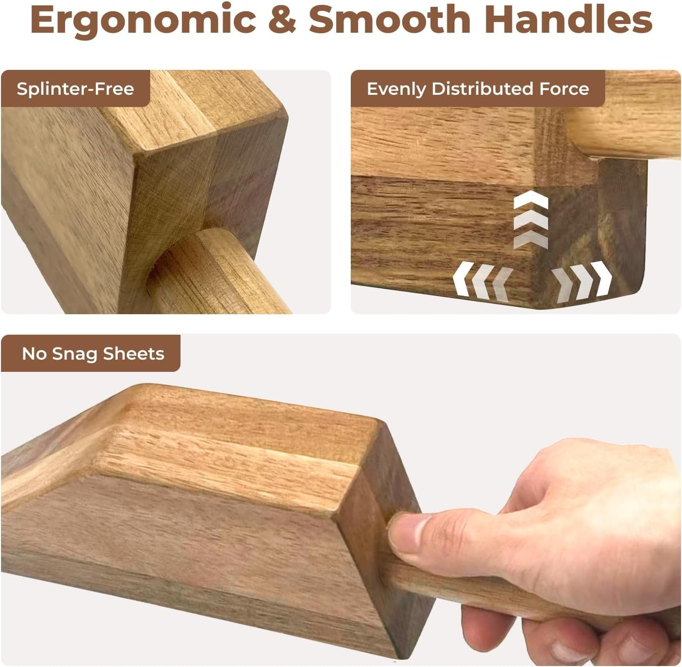 Ergonomic Acacia Bed Maker Set for Effortless Sheet Changes - Ideal for Seniors
