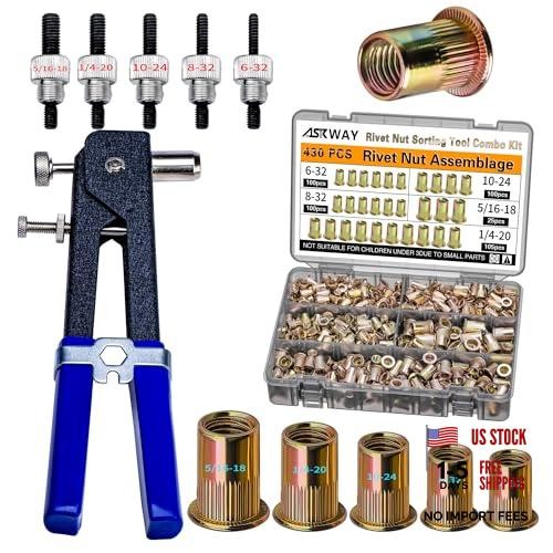 Imperial Rivet Nut Tool Kit 430pcs, SAE Rivet Nut SAE Carbon Steel 430PCS
