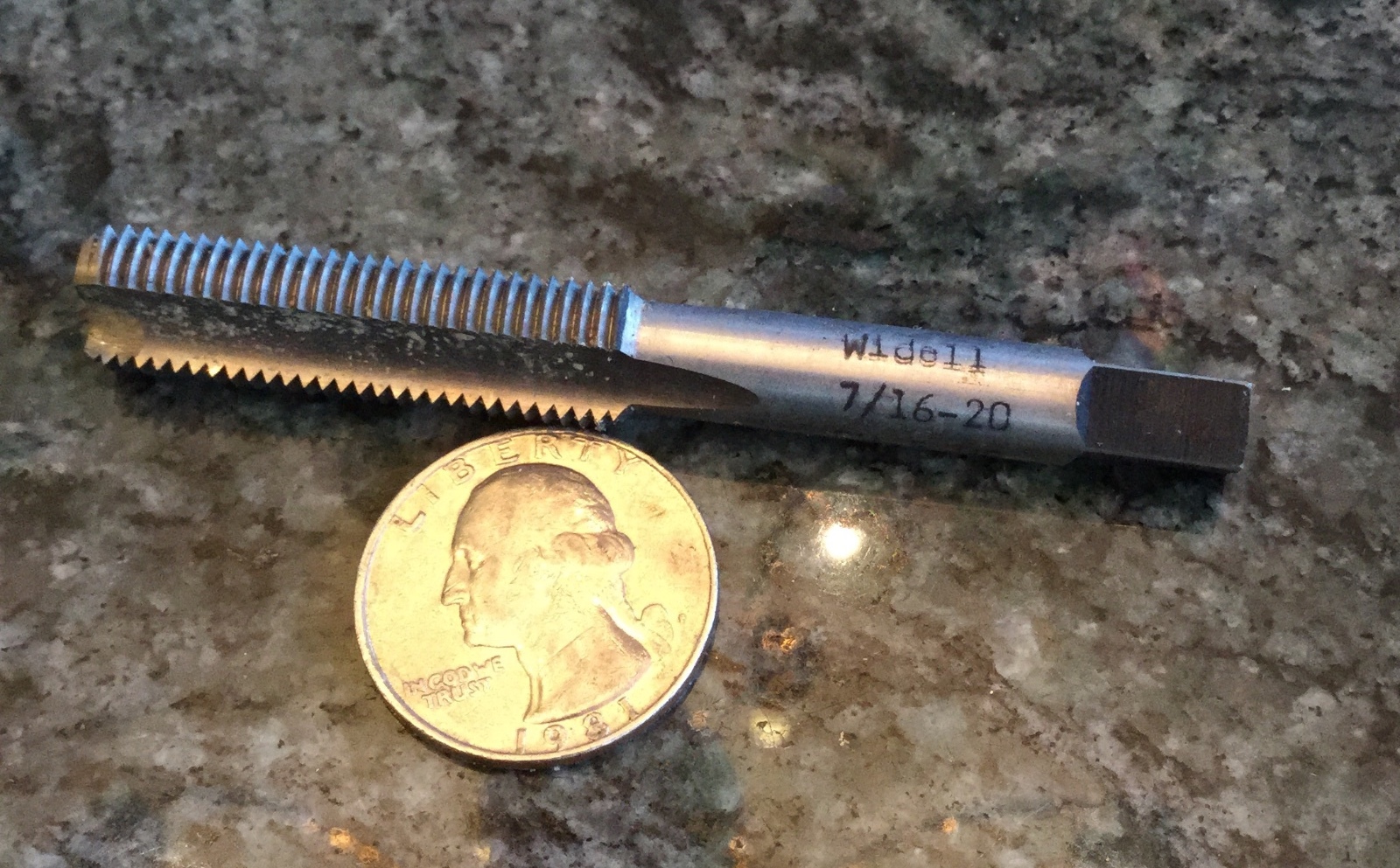 widell USA machine shop thread threading tap 7/16-20 7/16 20 3 flute semi bottom