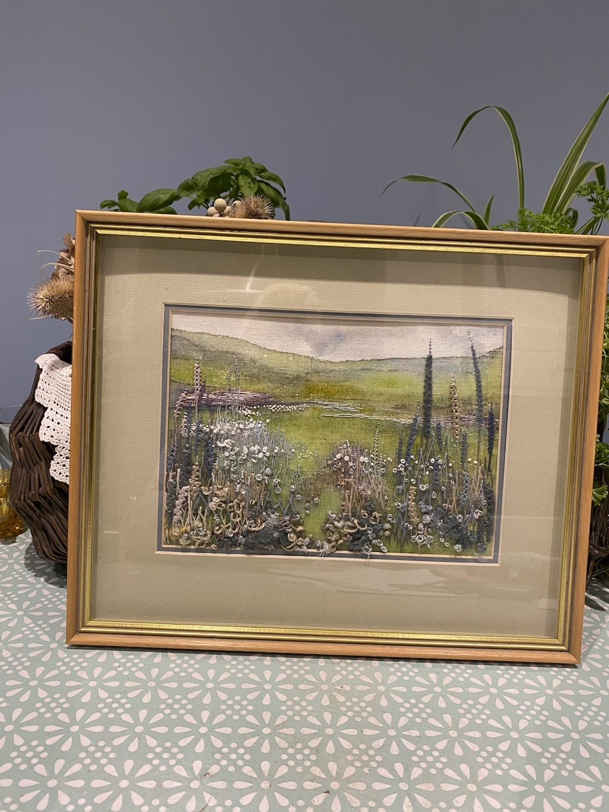 Mixed Media Needlework Stunning Floral Art Macclesfield Artist Jessica Scott