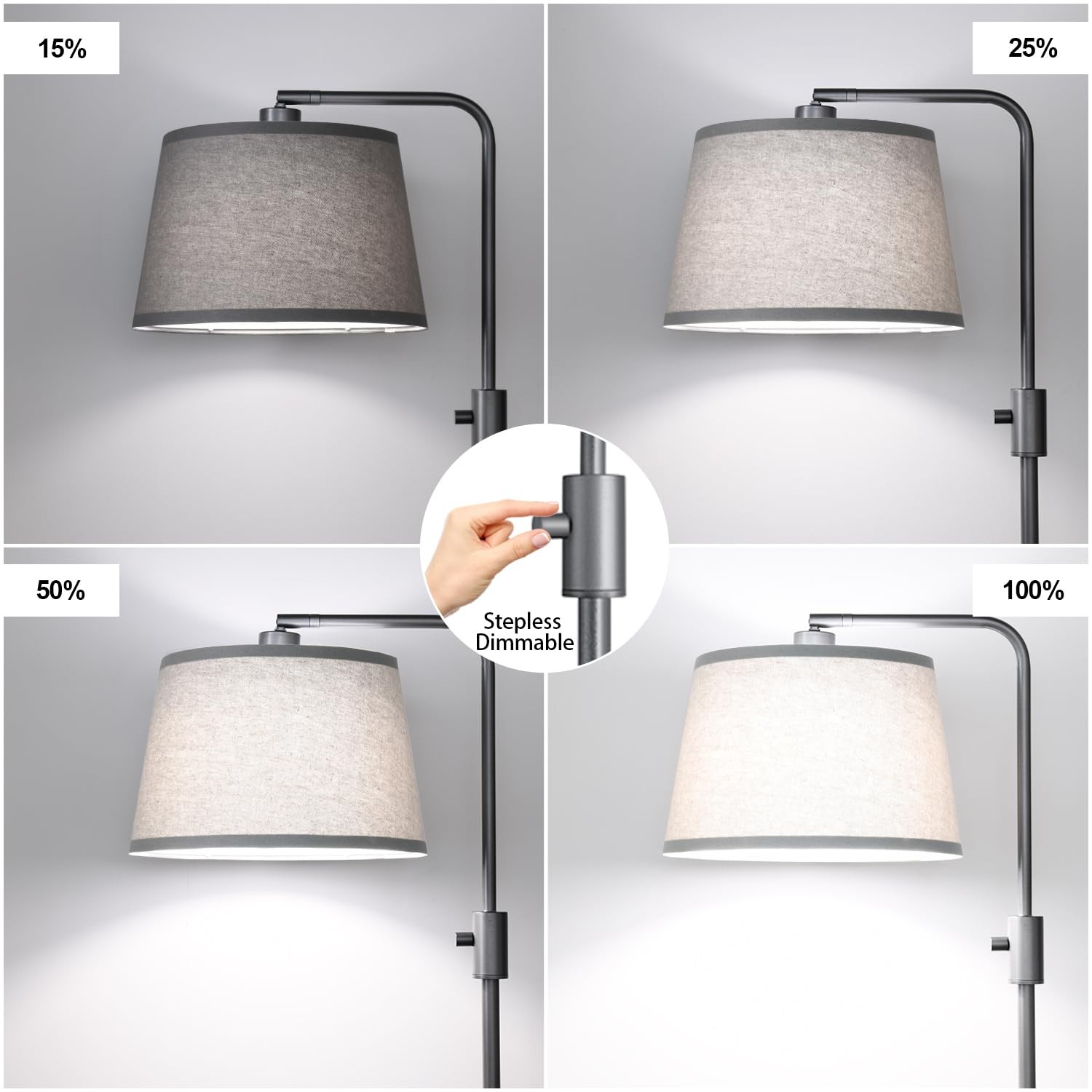 12 inches (D) x 12 (W) x 65 (H), Space Gray-Linen Shade