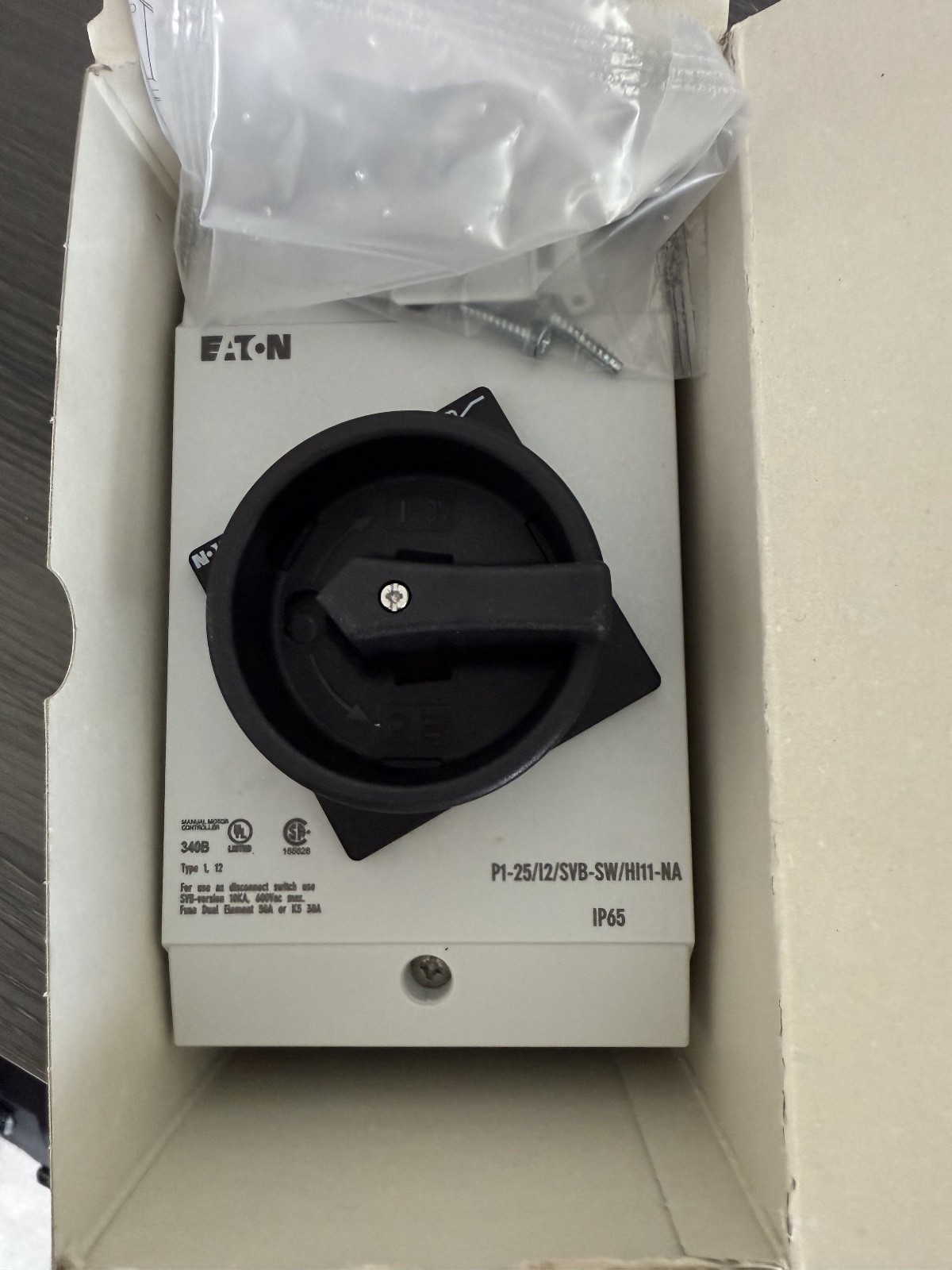 EATON Motor Disconnect Switch P1-25/I2/SVB-SW/HI11-NA