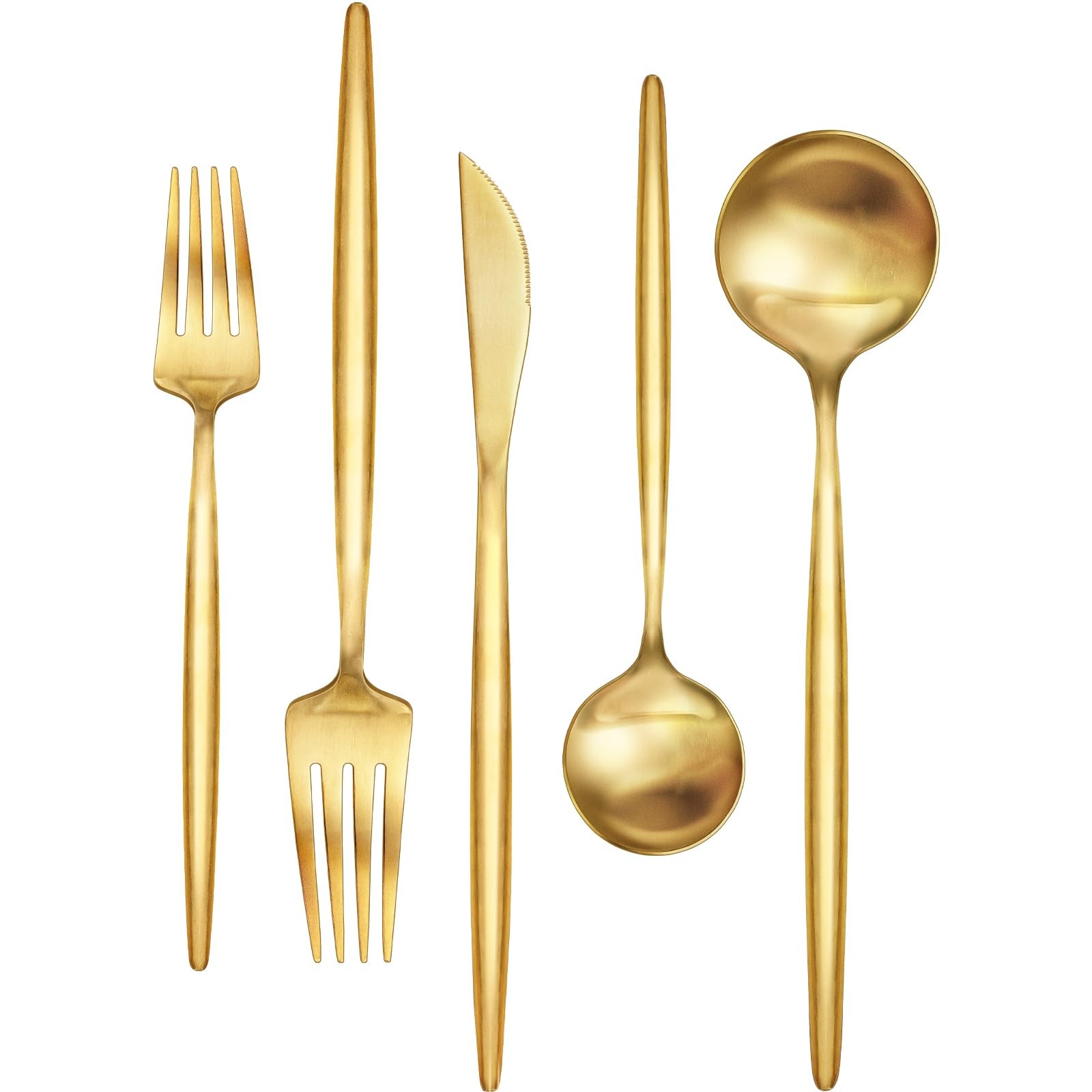 30-Piece Gold Silverware Set, Flatware Set for 6, Food-Grade Stainless Steel ...