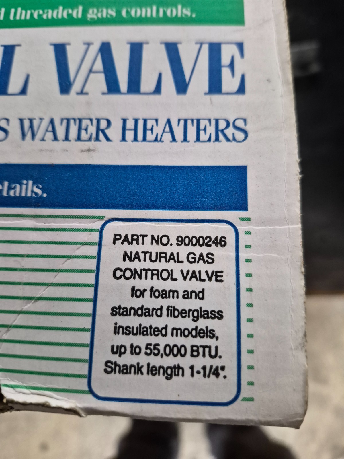 natural gas water heater gas valve