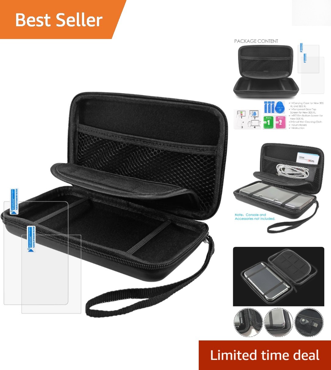 Ultimate Protective Case for Nintendo New 3DS XL with Tempered Glass & PET Film