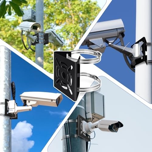Universal Metal Pole Mount Bracket for Security Camera, 6 Pack, Black