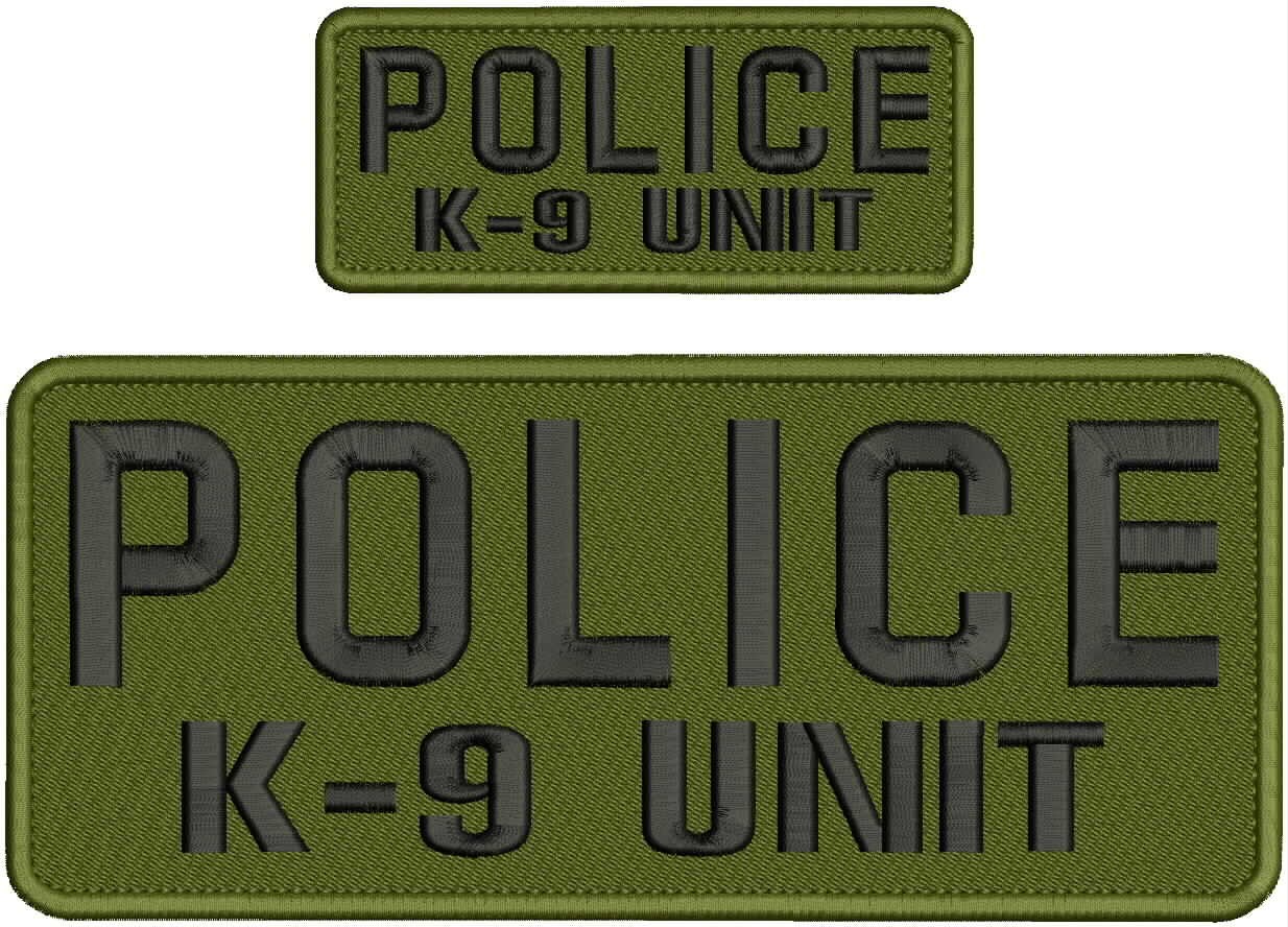 Collectible Embroidery Patch Police k-9 unit 4x10 on 2x5 Black On Od Green