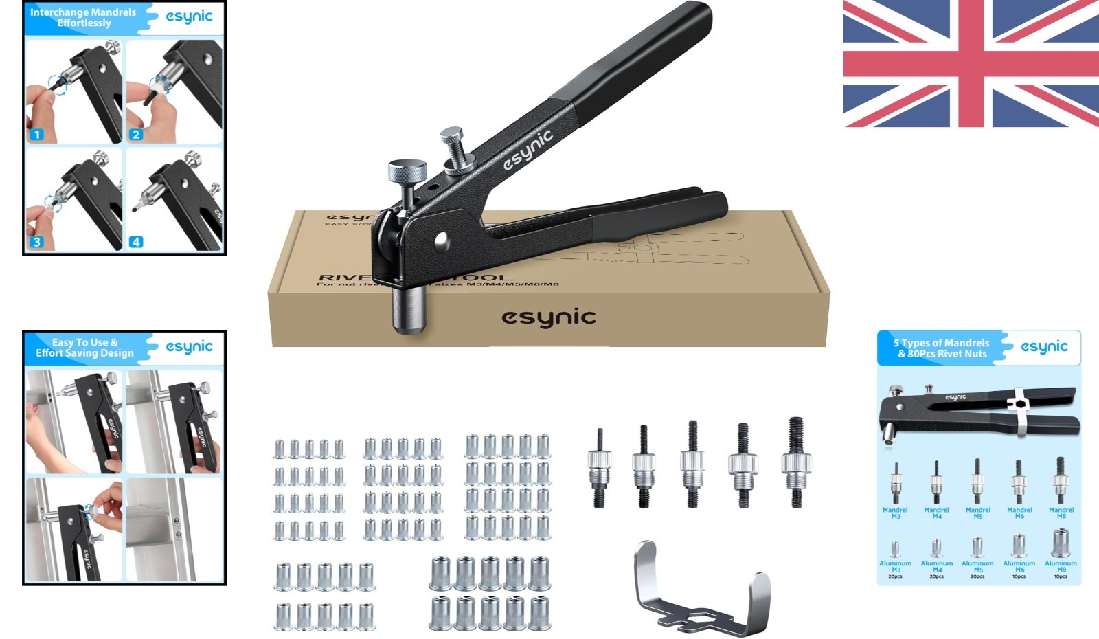 Professional 10-Inch Rivet Nut Tool Set - Efficient Repairs with Storage Case