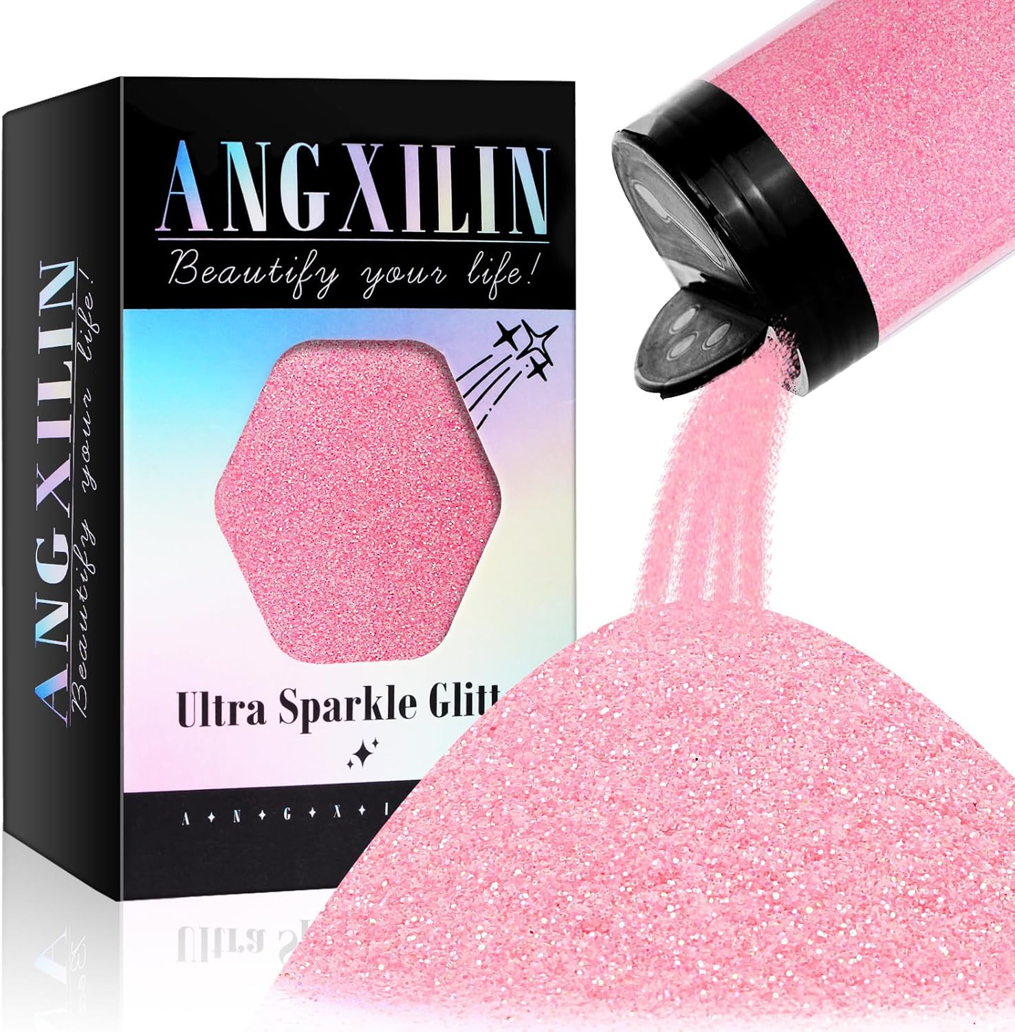 High Capacity 260G Iridescent Fine Glitter,Shaker Bottle Fine Glitter for Epoxy