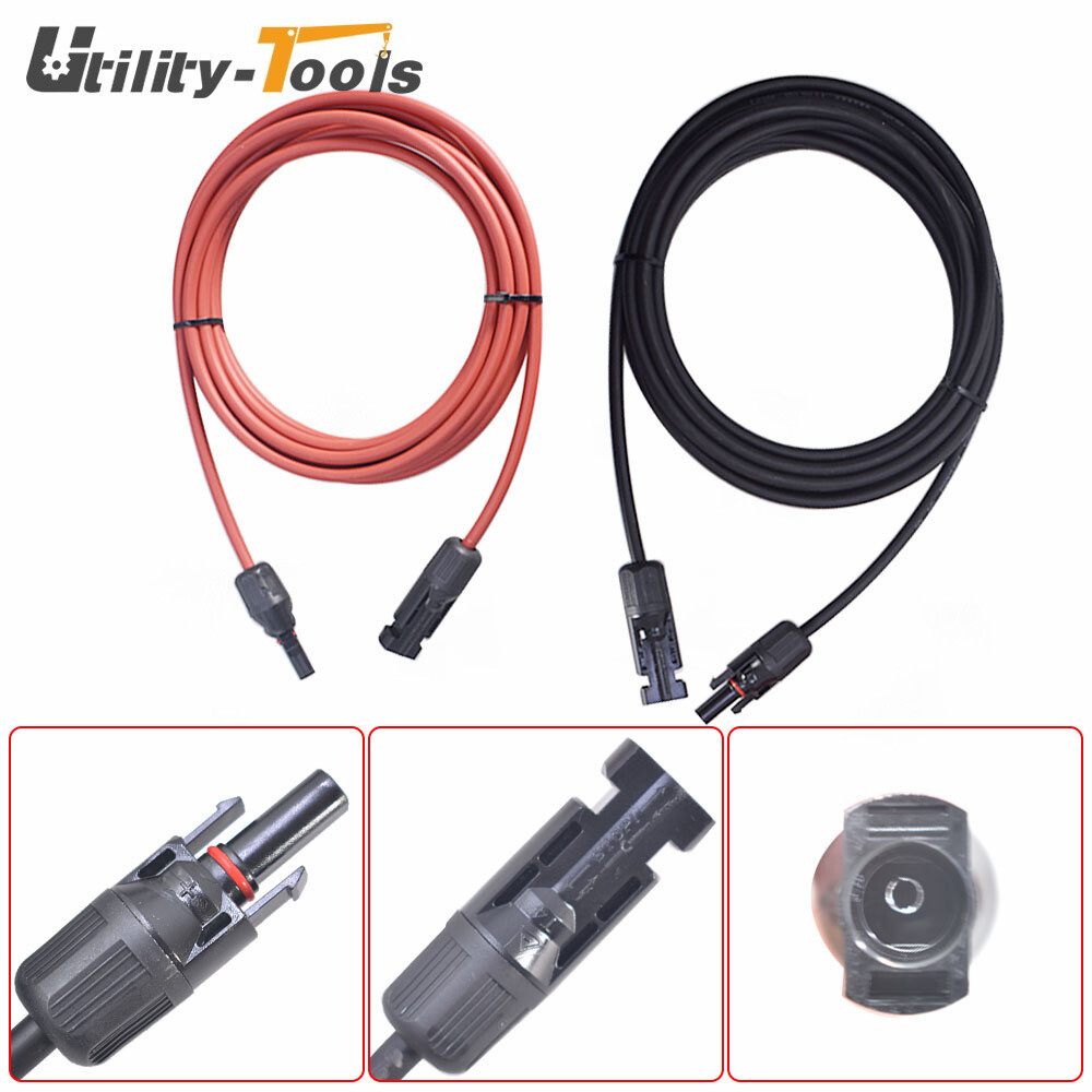 12 AWG 15 FT Black + Red High Quality Solar Panel Extension Cable Wire Connector