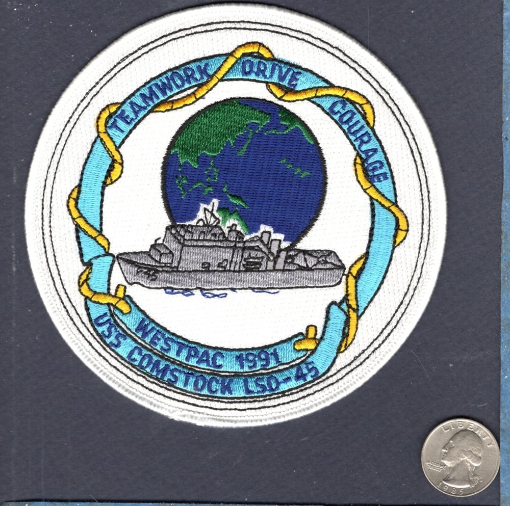 LSD 45 USS COMSTOCK WESTPAC 1991 US Navy USMC Landing Ship Squadron Cruise Patch