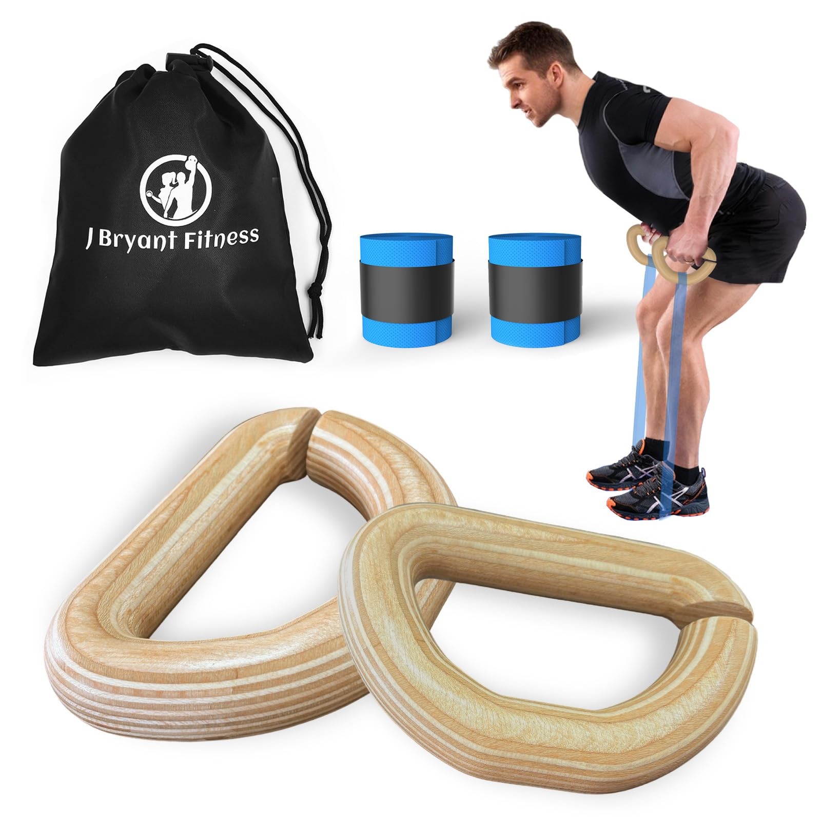J Bryant Wooden Resistance Band Handles for Deadlifts and Strength Training –...