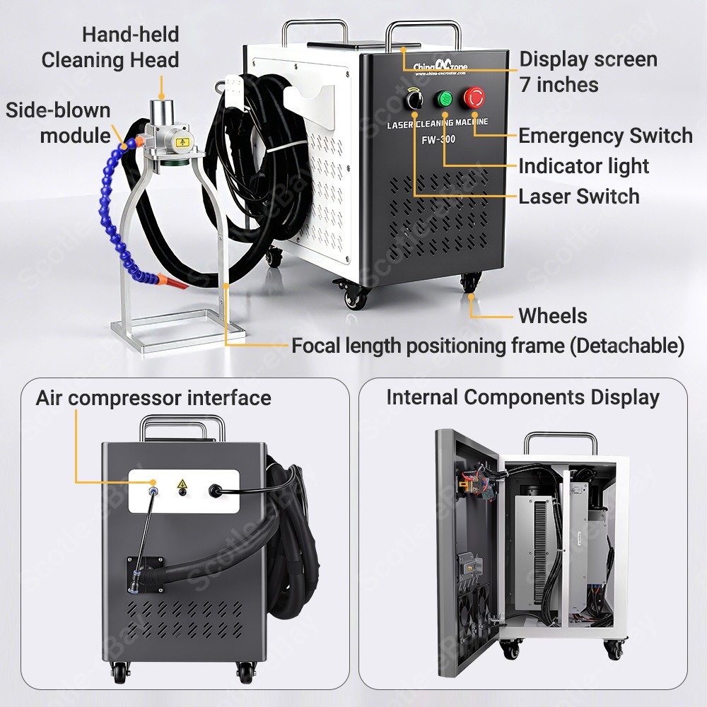 Pulsed JPT 200W Laser Cleaning Machine Laser Remove Rust/Oil/Wood Paint US