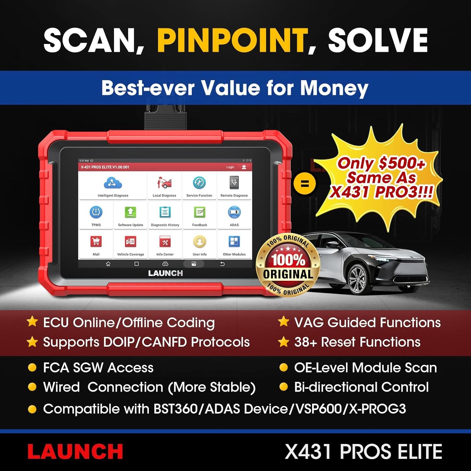 2025 LAUNCH X431 Pro Elite V+ PRO5 PAD V Bidirectional Diagnostic Scanner Coding