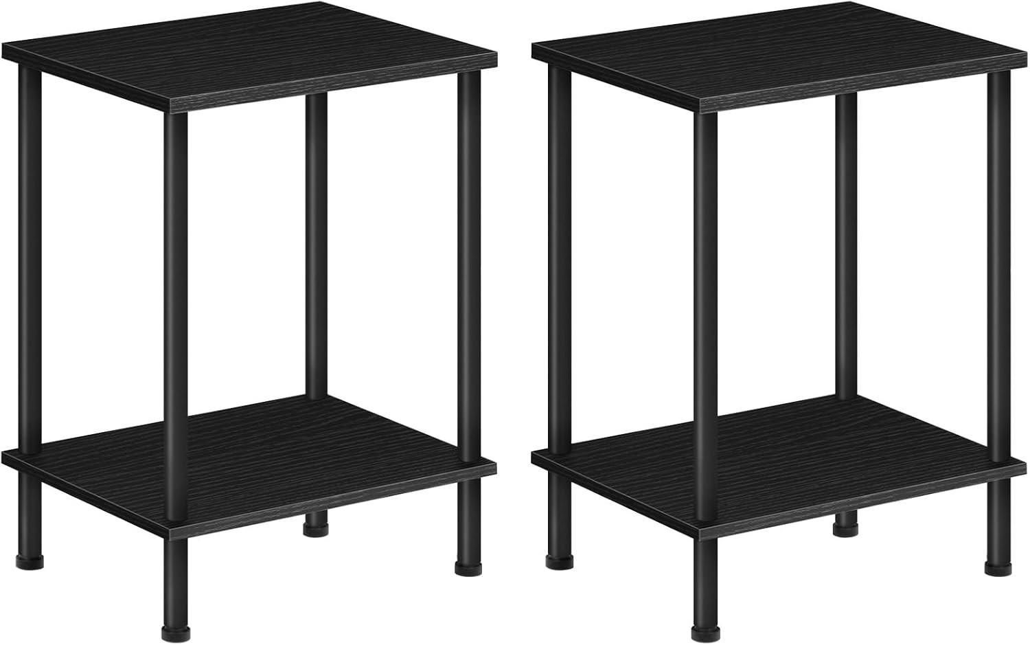 End Table Set of 2 Small Side Table Nightstand W/ 2-Layer Storage Shelves Sofa
