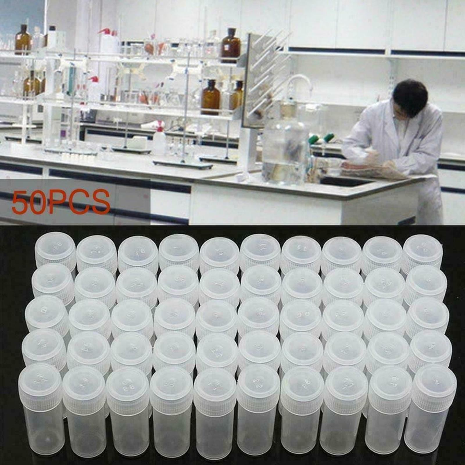 50Pcs 5ml Volume Plastic Small Bottle Vial Storage Container Sample Collection k