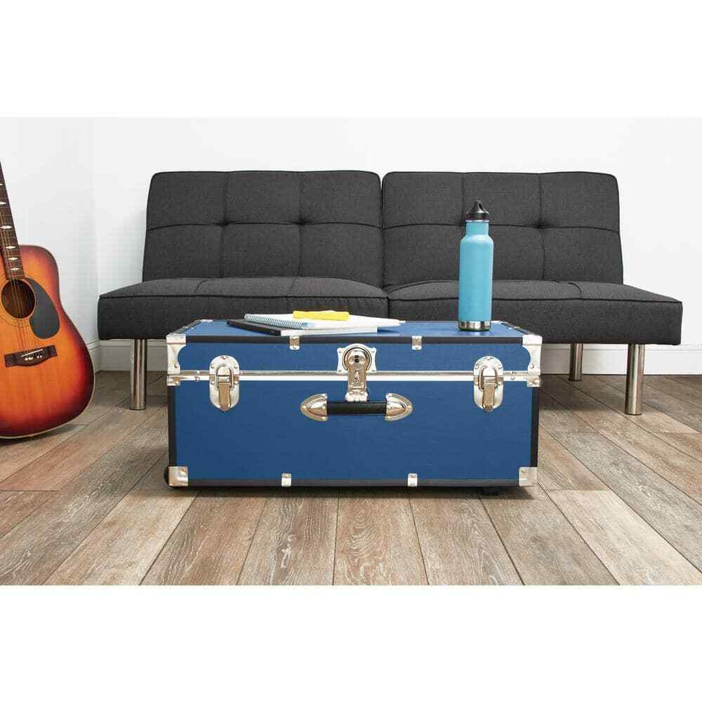 Trunk with Wheels Push Button Dual Lock-down Storage for Campers/Dorm Dwellers