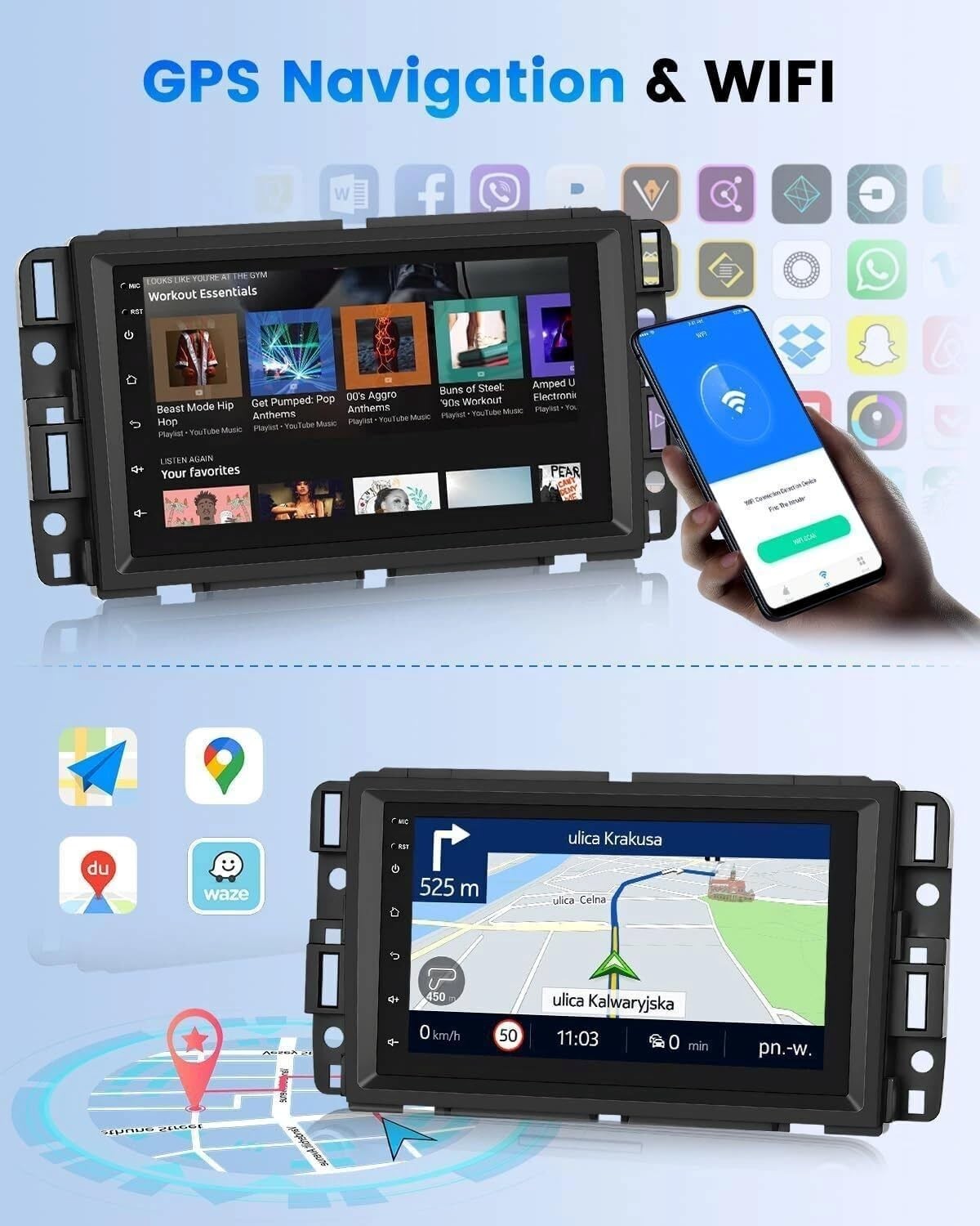 7 Inch HD Touchscreen Car Stereo 2015-2022 CarPlay Android Auto Backup Camera