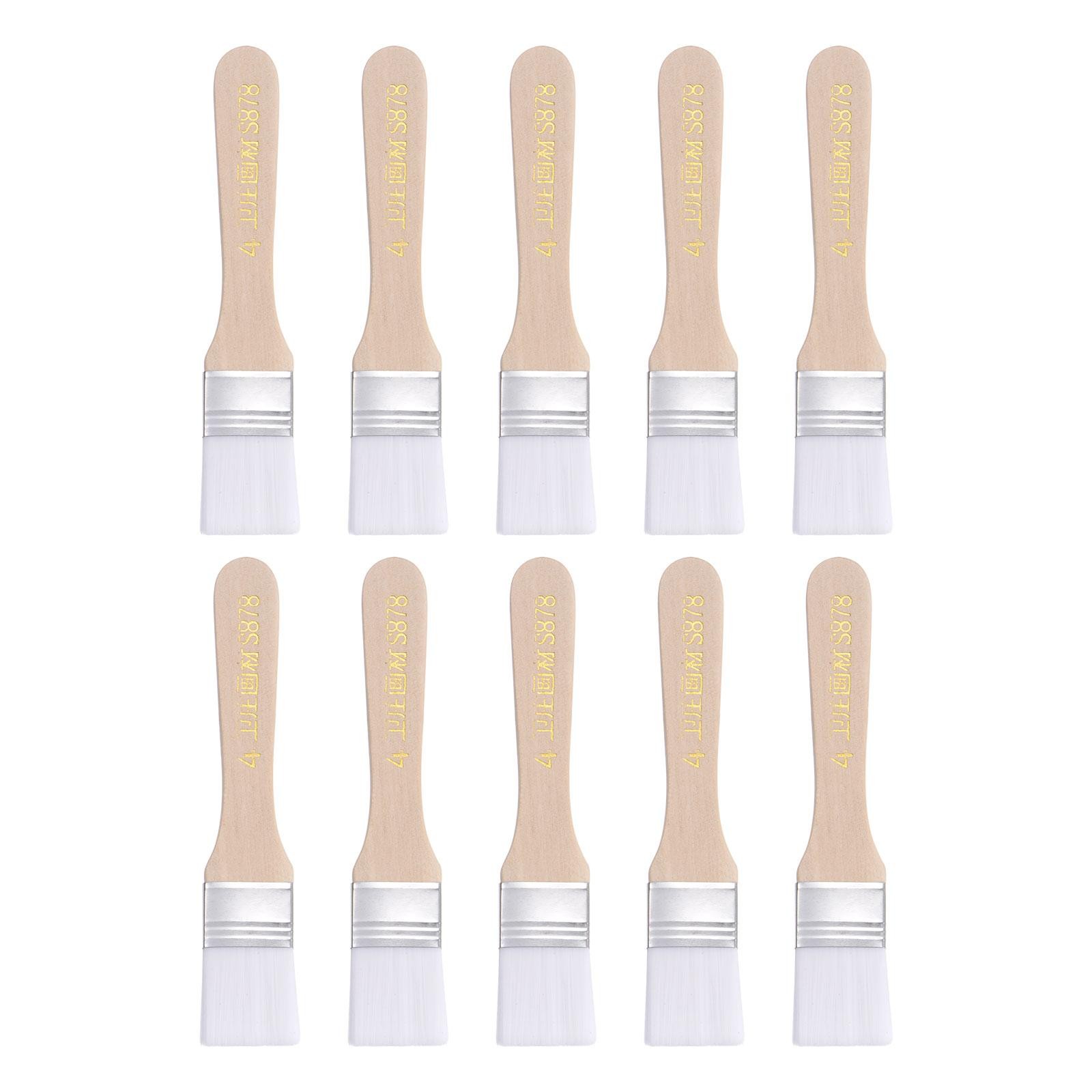1.1" Width Small Paint Brush Nylon Bristle with Wood Handle Tool White 10Pcs