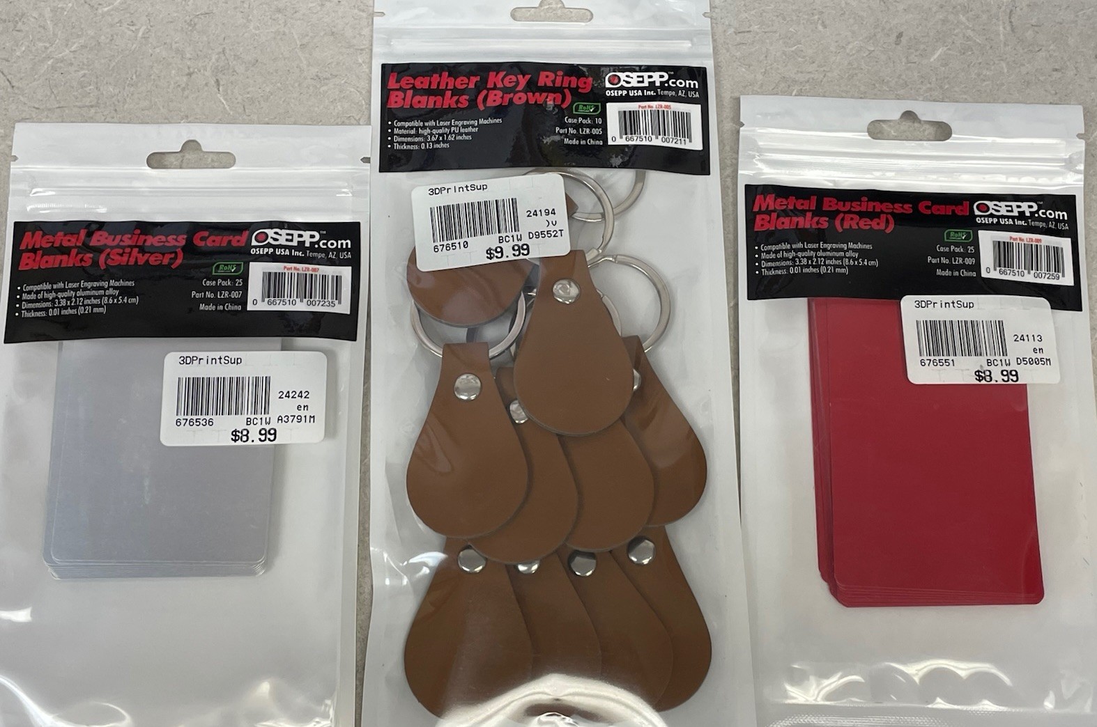 High Quality Laser engrave blank metal cards and leather keychains lot /New